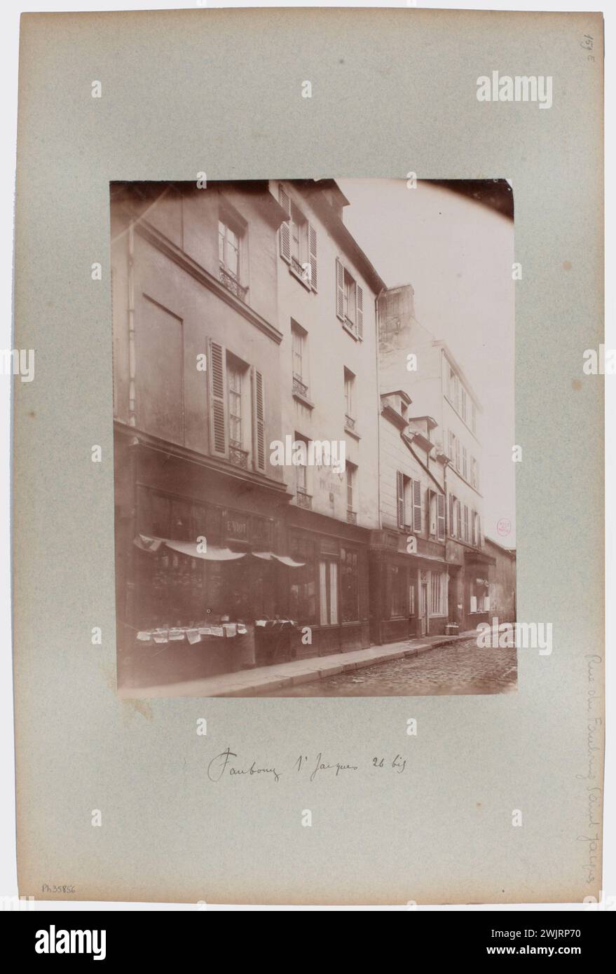 Anonym, 26 bis rue du Faubourg-Saint-Jacques. Rue-Fassade. 14. Arrondissement, Paris. (Dummy-Titel). Albuminpapier zeichnet. Carnavalet Museum, Geschichte von Paris. 26 bis rue du Faubourg-Saint-Jacques. Rue-Fassade. 14. Arrondissement, Paris. (Dummy-Titel) Stockfoto