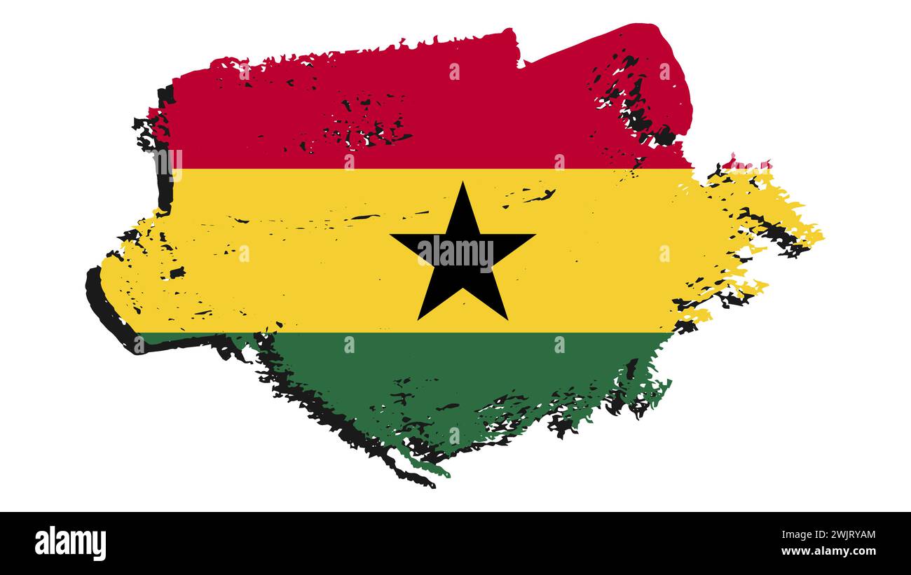 Kunst Illustration Design Nation Flaggenzeichen Symbol Land von Ghana Stock Vektor