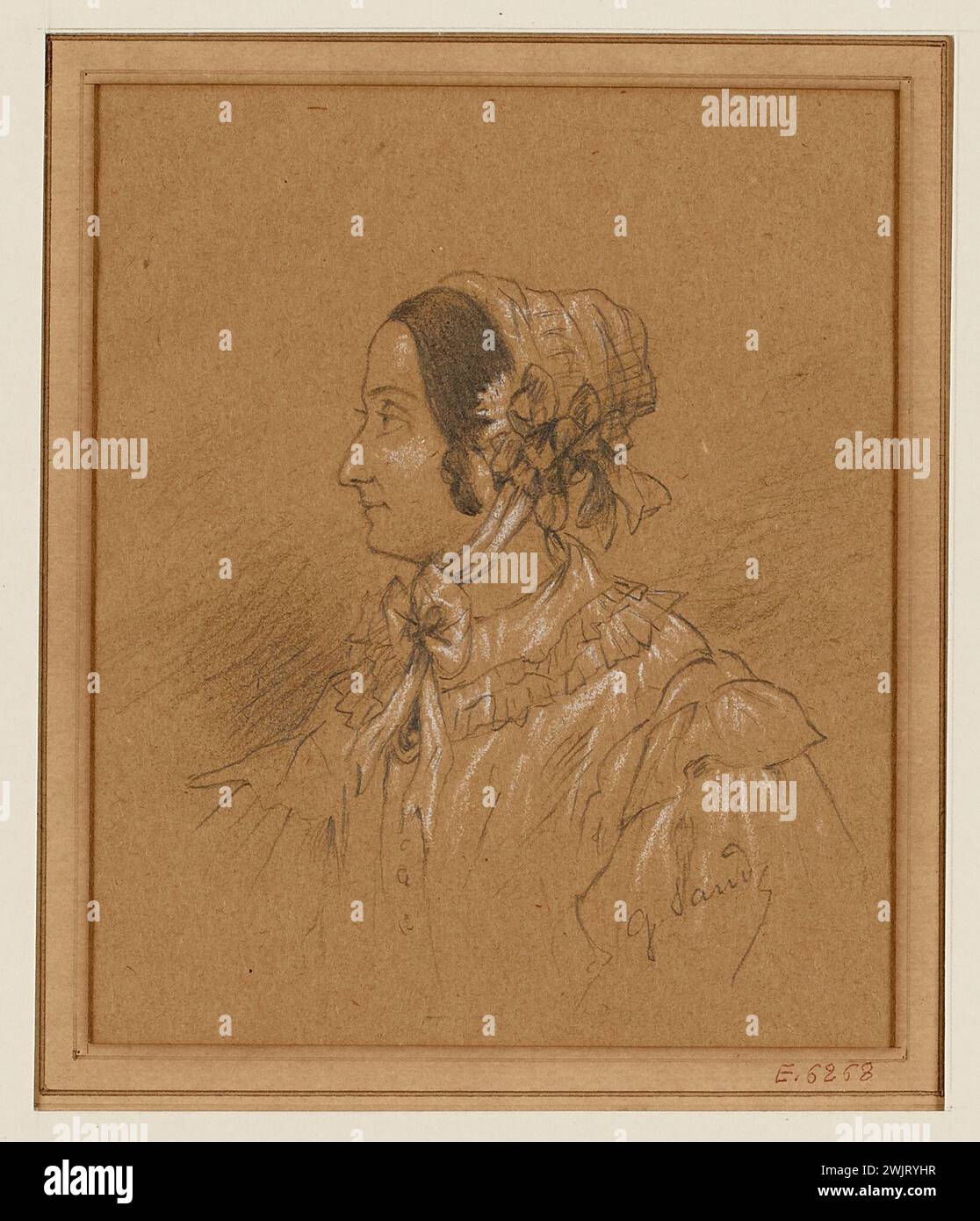 Sand, George (Nr. 1804-07-01-D.1876-06-08), Porträt von Octavie de Rostères, Schüler und Freund von Chopin. (Dummy-Titel). Bleimine und Weisskreide auf Grège-Papier. Carnavalet Museum, Geschichte von Paris. Stockfoto