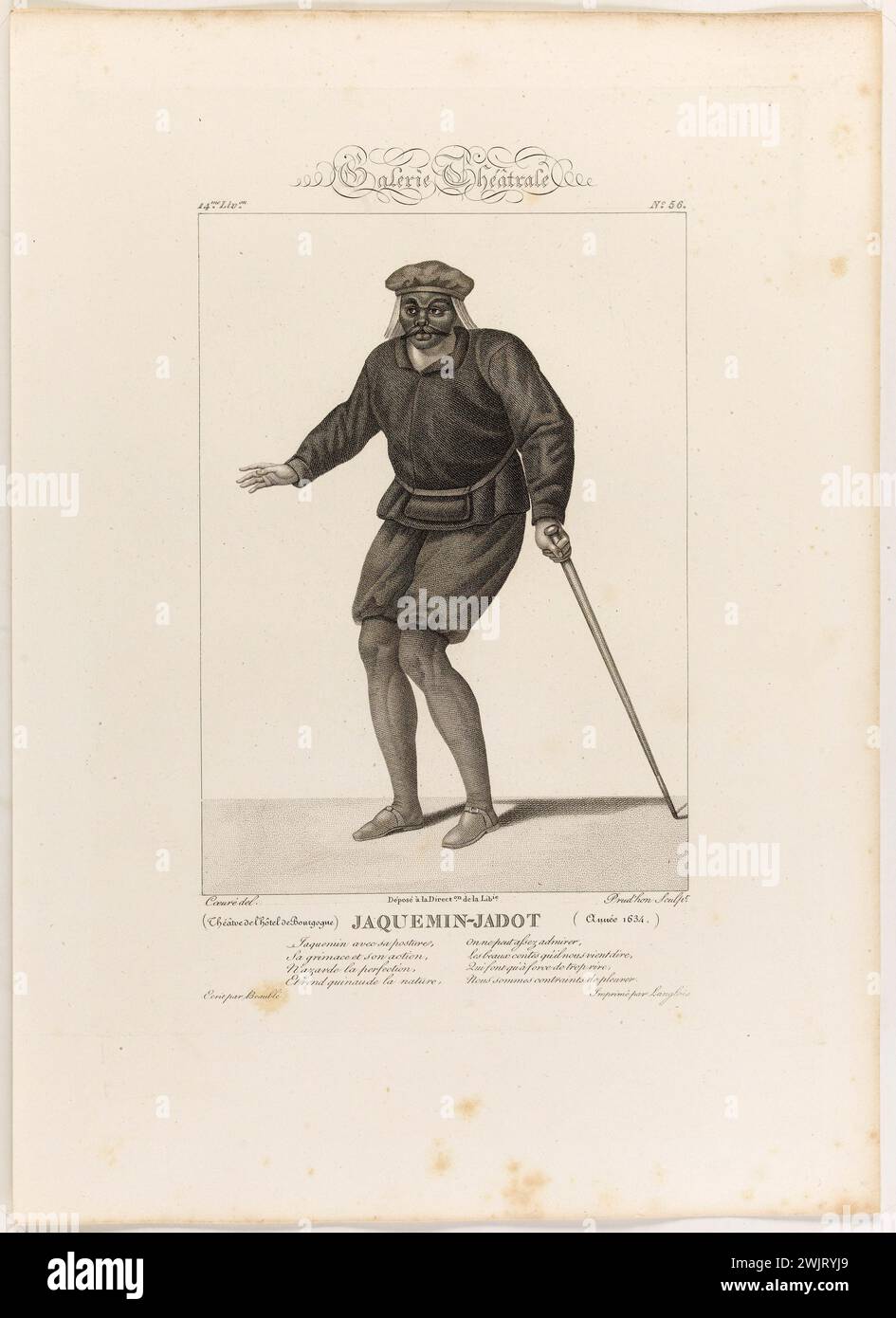 Jean Prud 'Hon (1778-?)'. Theatergalerie, 14. Livon. Nr. 56 (Theater des Hôtel de Bourgogne), Jacquemin-Jadot (Jahr 1634) '. Ätzen. Paris, Carnavalet Museum. 123846-11 Stockfoto