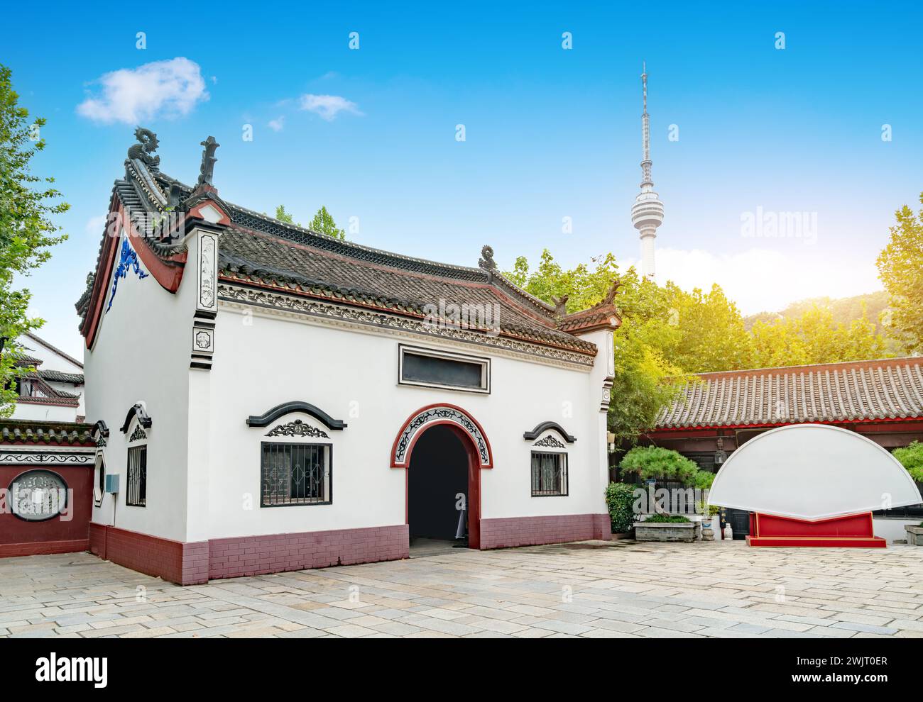 Landschaft des Qingchuan Pavilion Park in Wuhan, Hubei, China. Stockfoto