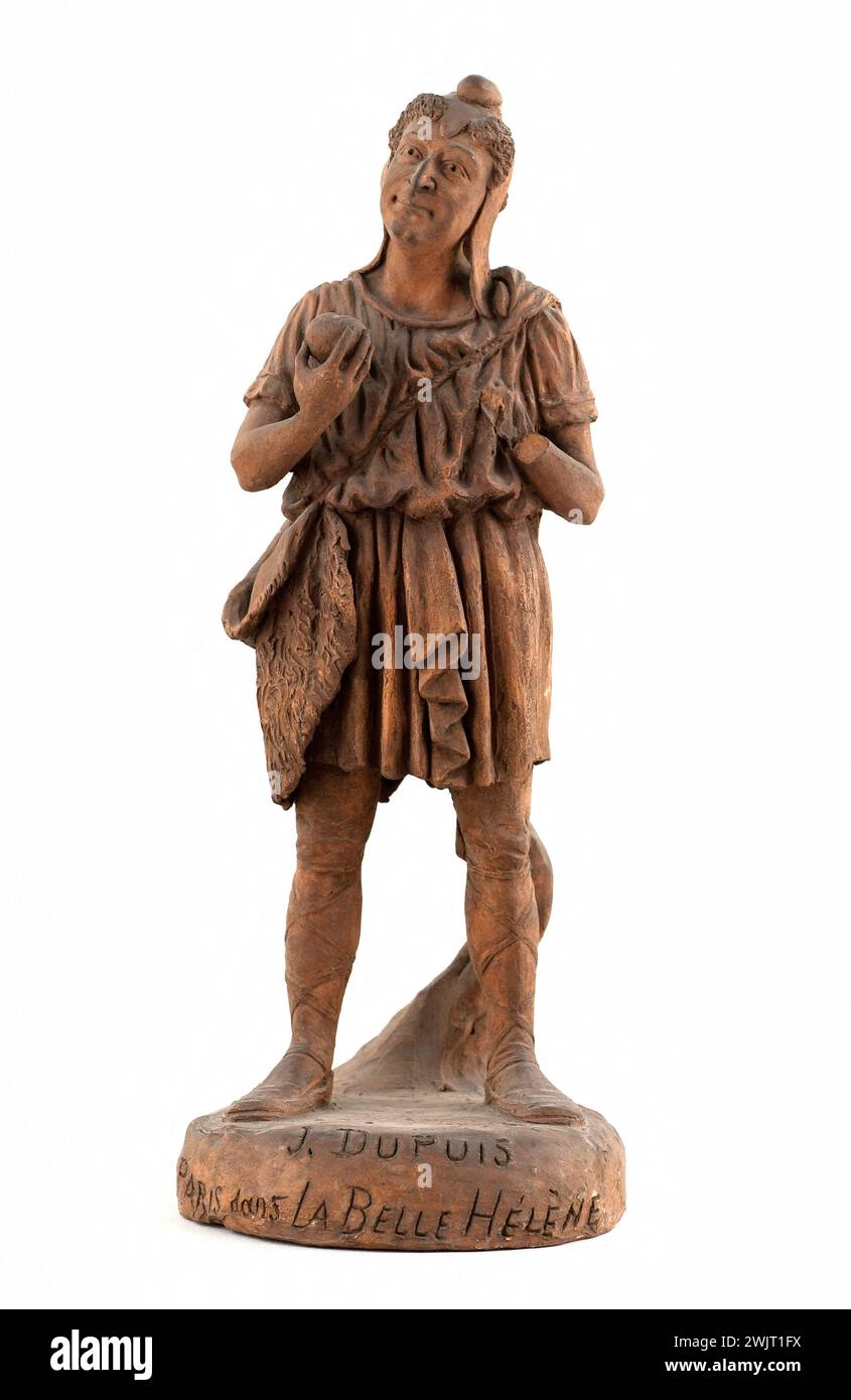 Charles Kotra (1859-1942?) Joseph-Lambert Dupuis dit José (1833–1900), Schauspieler und Sänger. Rolle von Pâris in La Belle Hélène. Terrakotta. Paris, Carnavalet Museum. 74058-13 Schauspieler, belgischer Komiker, Spott, Modellierung, Porträtladung, Bildhauer, Terrakotta, 19. 19. 19. 19. 19. 19. 19. 19 19. Jahrhundert, Karikatur Stockfoto