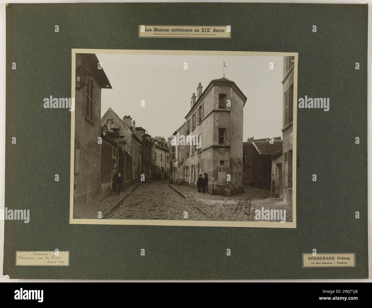 Die Häuser vor dem 19. Jahrhundert, die sich im Departement seine befinden, mit Ausnahme der Befestigungsanlagen: Häuser in der Rue du Four, Sceaux. "Die Häuser vor dem 19. Jahrhundert / im Departement seine gelegen, außer den Befestigungen / Siegel / Häuser, rue du Four / März 1907". 1907-03. Foto von Séeberger Frères. 1907-03. Paris, Carnavalet Museum. 123879-14 Stockfoto