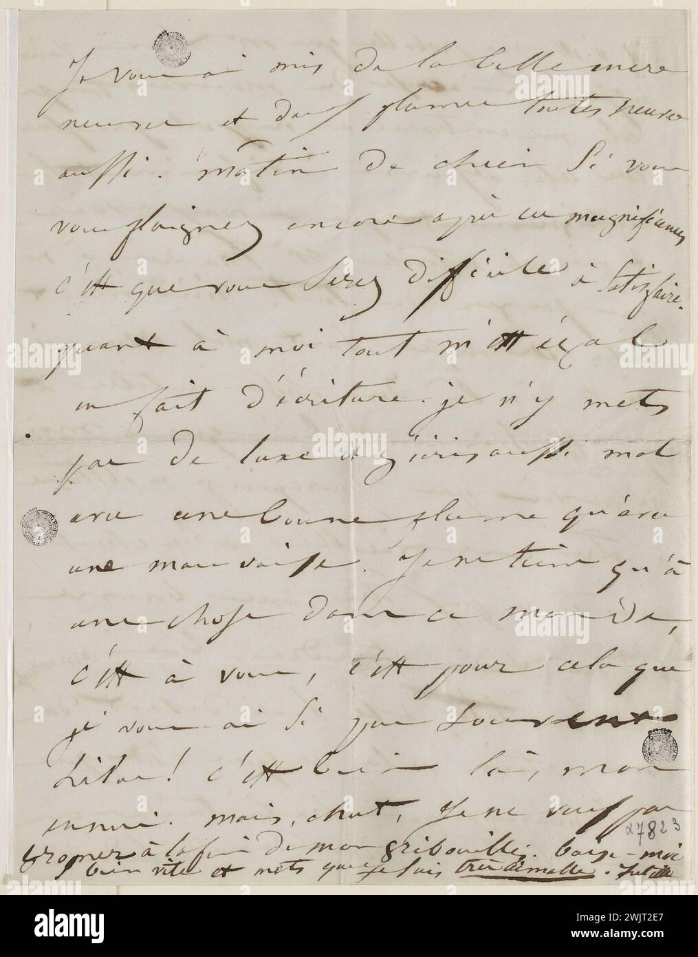 Juliette Drouet an Victor Hugo; 28. November Samstagabend 4:00 Uhr [1846]; Victor Hugo House – Paris Autograph Letter Stockfoto