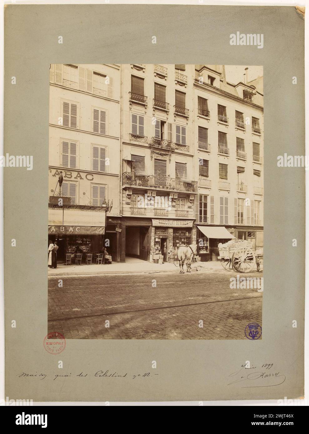 Barry, Jean. Maison Quai des Célestins Nr. 42. "Fassade des Quai des Célestins 42, 4. Arrondissement, Paris". 1899-06-1899-06. Paris, Carnavalet Museum. 144164-17 Stockfoto