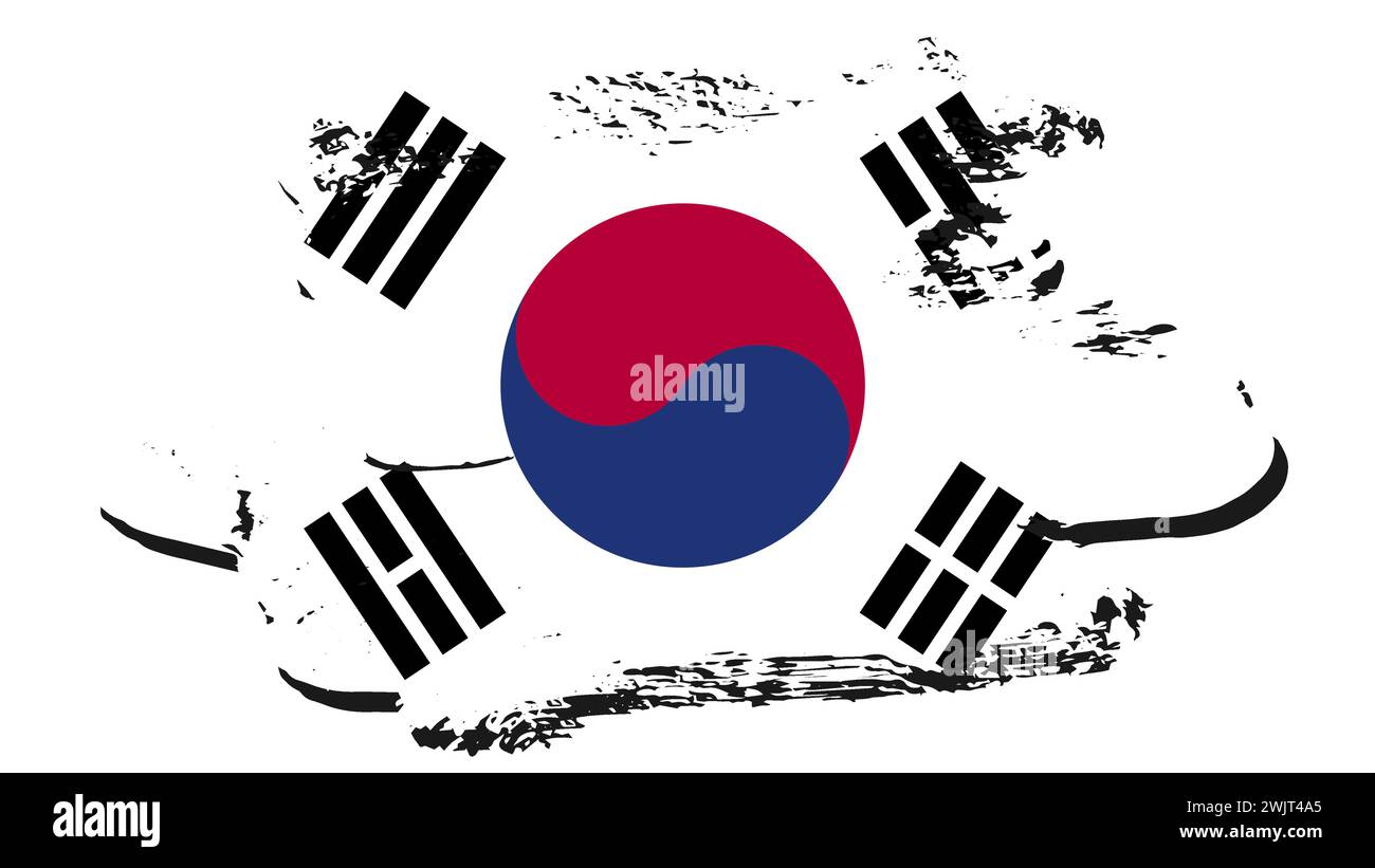 Kunst Illustration Design Nation Flaggenzeichen Symbol Land von Südkorea Stock Vektor