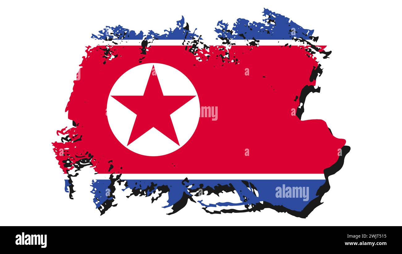 Kunst Illustration Design Nation Flaggenzeichen Symbol Land von Nordkorea Stock Vektor