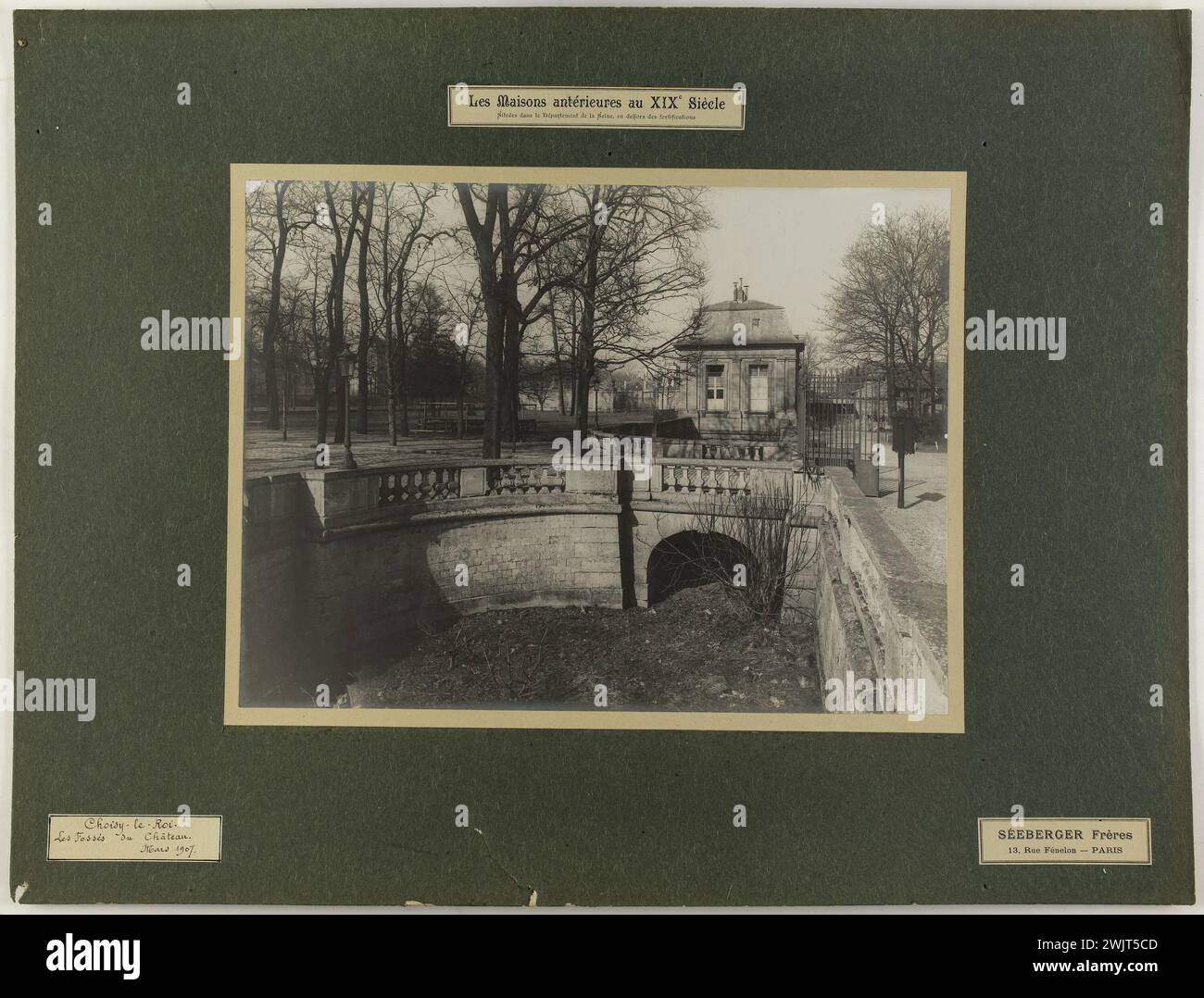 Häuser vor dem 19. Jahrhundert im Departement seine, abgesehen von Befestigungen. Choisy-le-ROI. Die Gräben der Burg. März 1907. Foto von Séeberger Frères. Gelatino-Silberbromid-Entnahme. Paris, Carnavalet Museum. 123887-17 Stockfoto