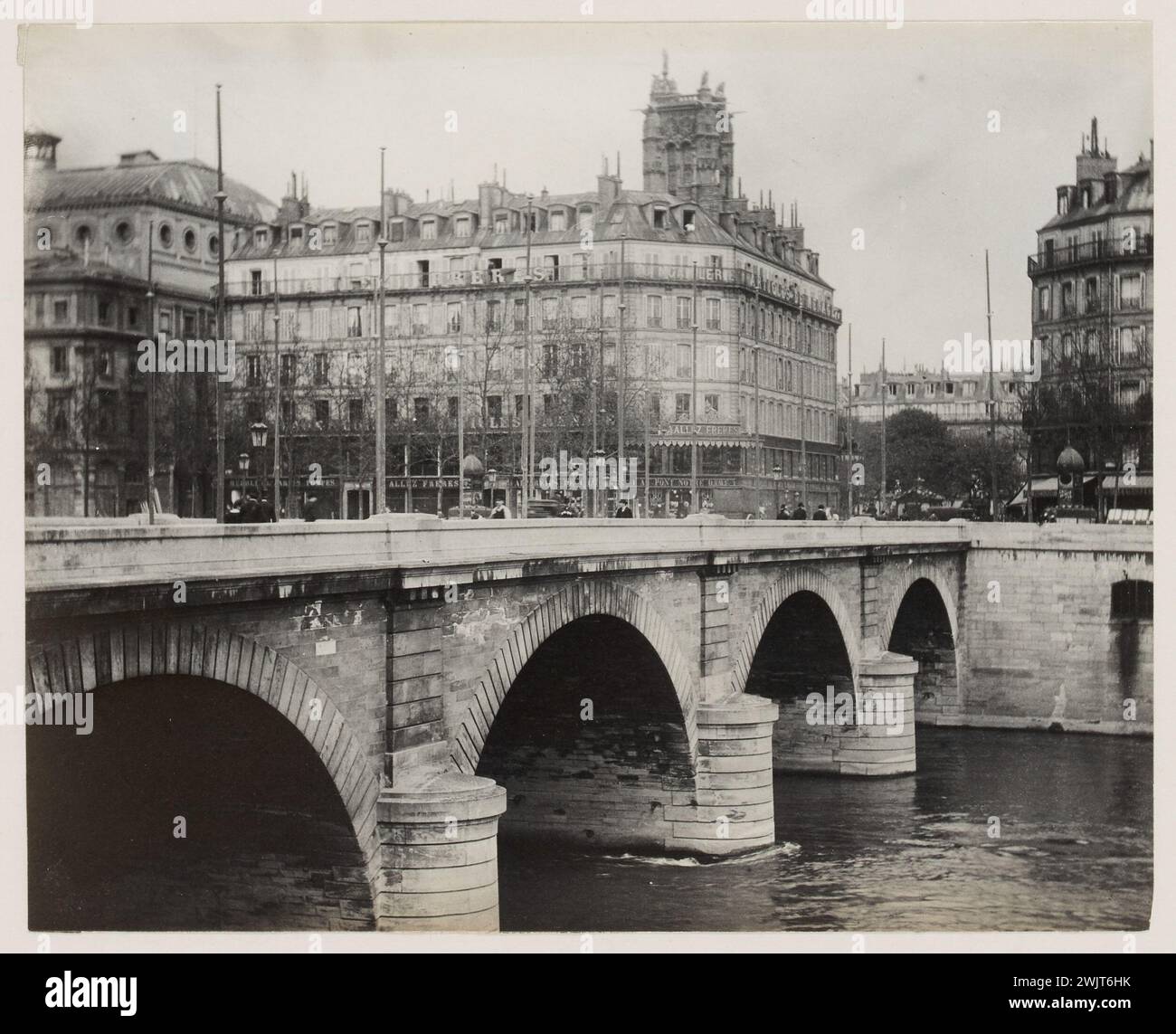 Blancard, Hippolyte (1843-D.1924), Pont Notre-Dame und Tour Saint-Jacques, 4. Arrondissement, Paris. (Dummy-Titel), 1890. Platin-Verlosung. Carnavalet Museum, Geschichte von Paris. Stockfoto