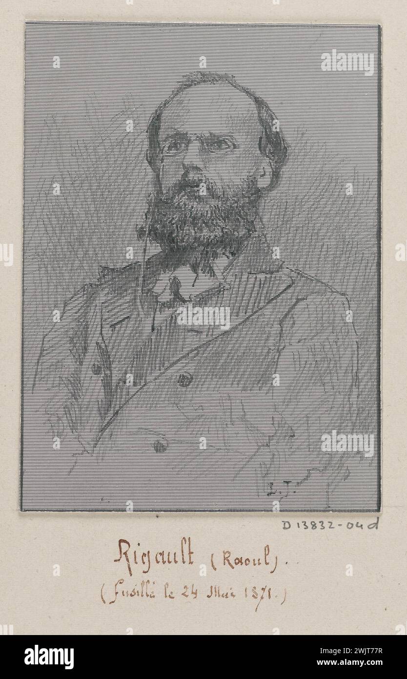Jean-Louis Talagrand (* 1845). Das Gefängnis von Sainte-Pélagie: Porträt von Raoul Rigault (gedreht am 4. Mai 1871). Bleistift. Paris, Carnavalet Museum. Album mit Zeichnungen, Bleistift, französischer Politiker, Journalist, Porträtmann, Pariser Gefängnis, Sainte-Pelagie Gefängnis, Veme ve V 5. 5. Arrondissement Stockfoto