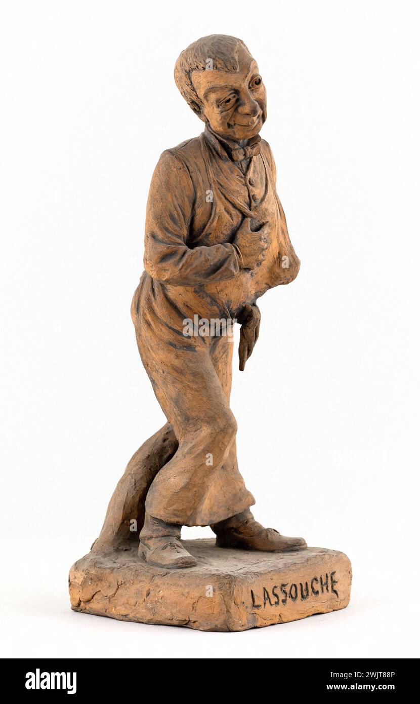 Charles Kotra (1859-1942?) Porträt des Barons Louis-Ange Bouquin de la Souche dit Lassouche (1825–1915), Schauspieler, Autor von Komödien und Operetten. Die Rolle von Arsène in La Station Champbaudet. Terrakotta. Paris, Carnavalet Museum. 74057-29 Schauspieler, französischer Komiker, Spott, Modellierung, Porträtladung, Bildhauer, Terrakotta, 19. 19. 19. 19. 19. 19. 19. 19 19. Jahrhundert, Karikatur Stockfoto
