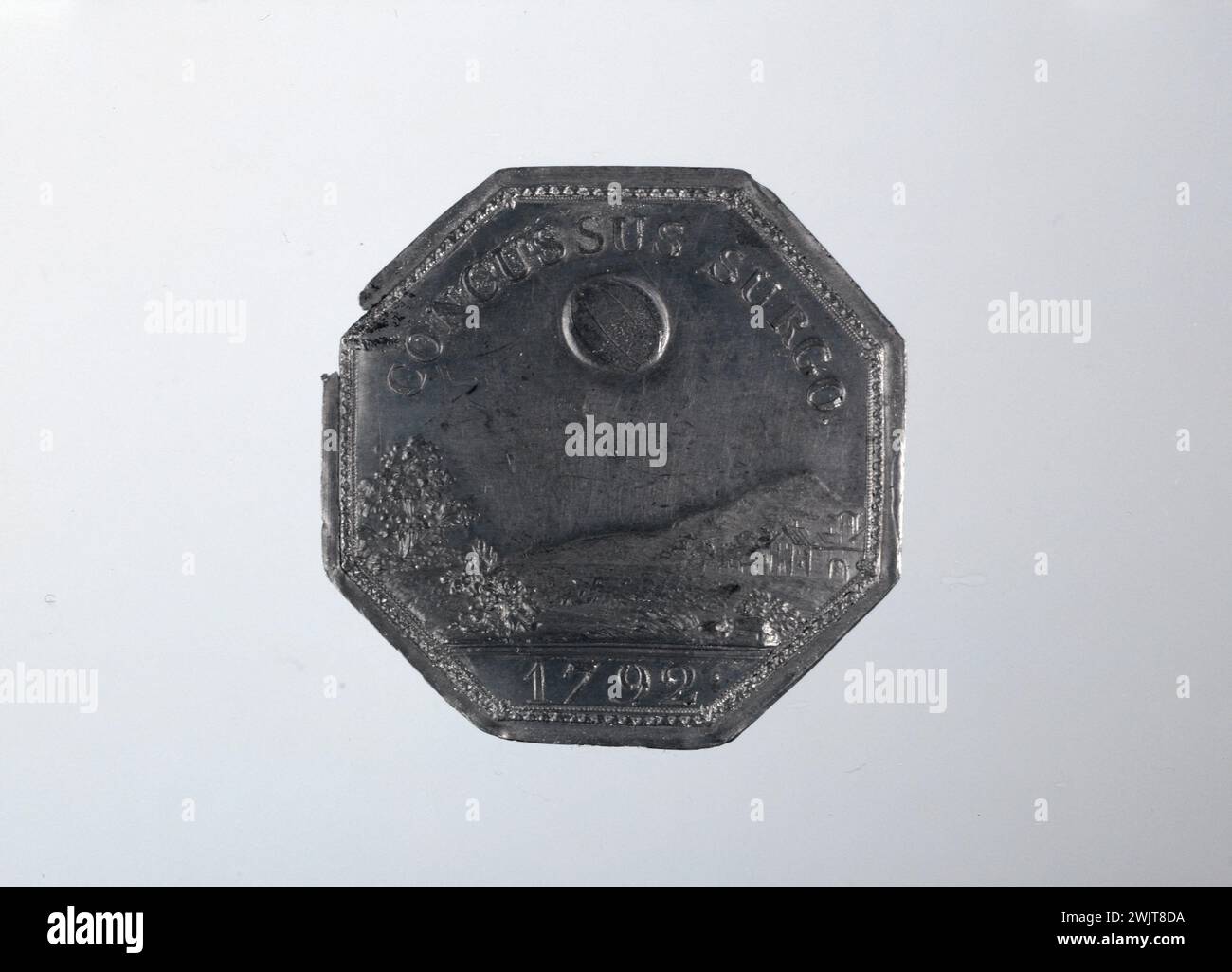 Anonyme Jeton des Rohan-Chabot: Concessor 1792 Joffre JETON, REVOLUTION (1789-1799) Stockfoto