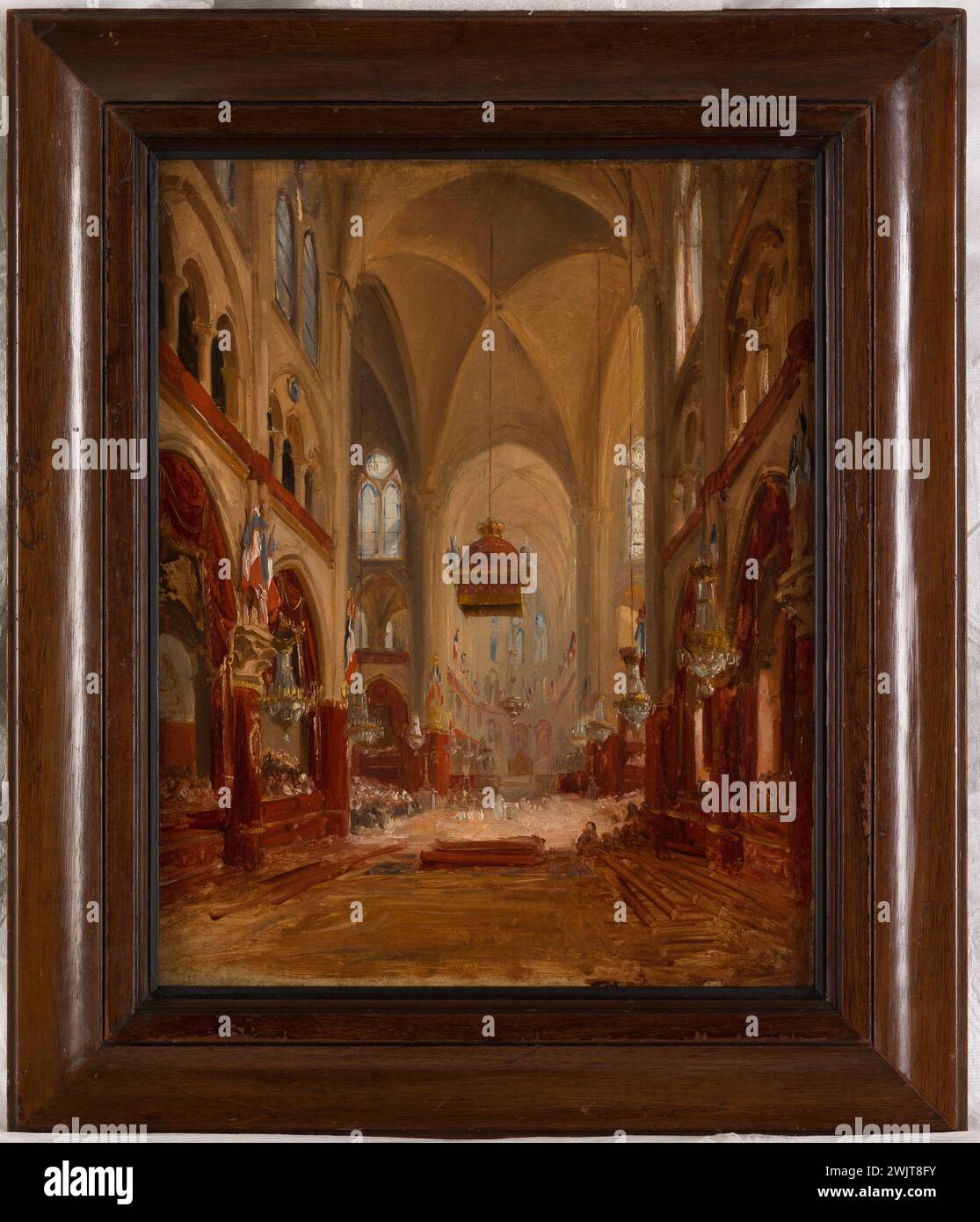 Sebron, Hippolyte. "Skizze zur Taufe von Luis-Phillipe-Albert d'Orléans, Graf von Paris". Öl auf Leinwand. 1842-1842. Paris, Carnavalet Museum. 145688-20 Stockfoto