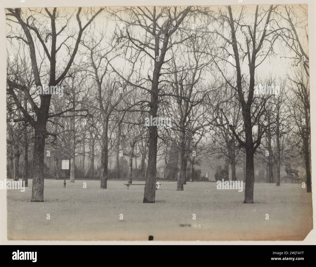 Blancard, Hippolyte (1843 - D.1924), Löwe von Nubia und seine Beute von Auguste Kain (1821–1894), neben der Avenue de l'Observatoire, Jardin du Luxembourg, 6. Arrondissement, Paris (Dummy-Titel), 1890. Platin-Druck. Carnavalet Museum, Geschichte von Paris. Stockfoto