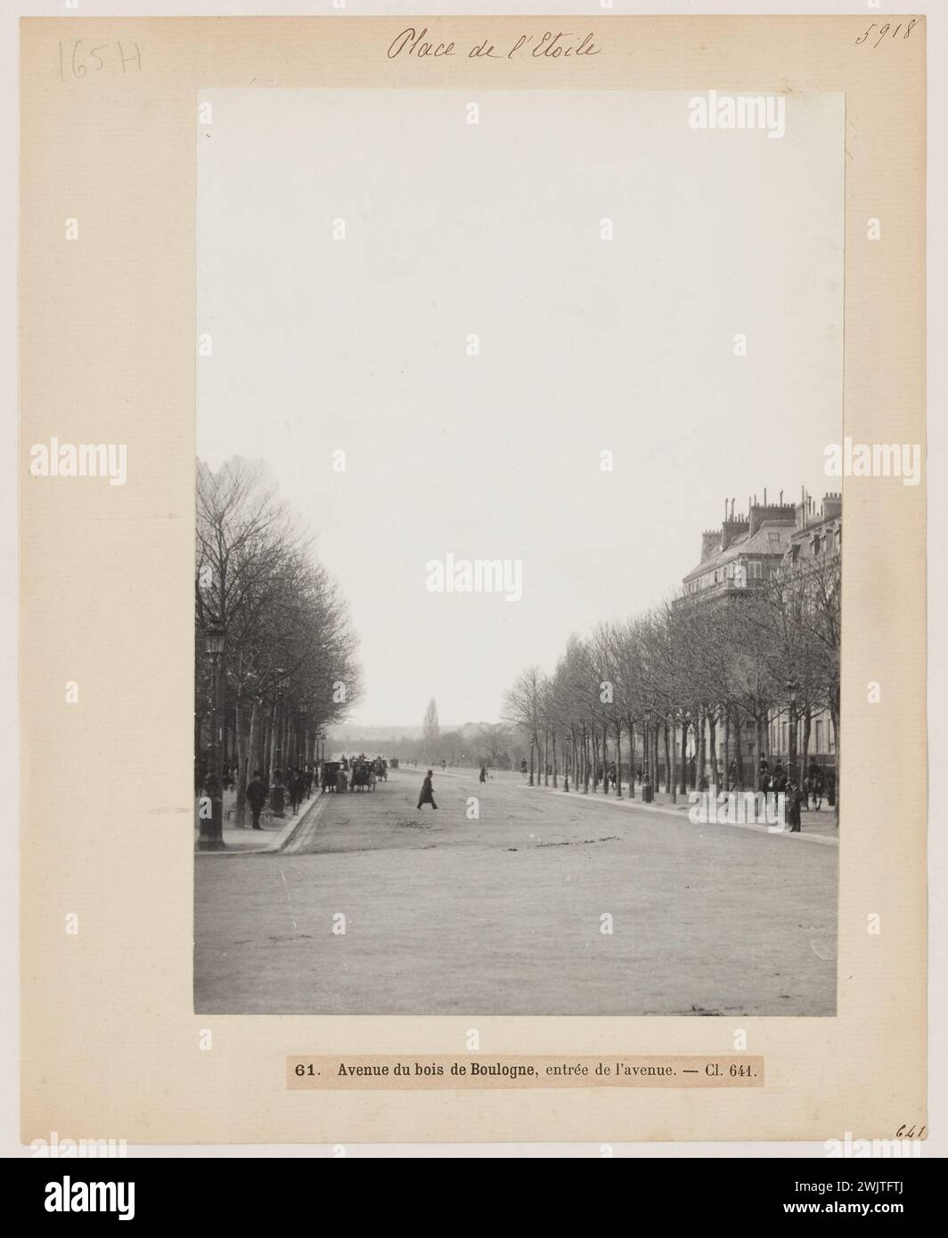 Blancard, Hippolyte (1843 - D.1924), Eingang zur Avenue du Bois de Boulogne, aktuelle Avenue Foch, 16. Arrondissement, Paris (Dummy-Titel), 1890. Platin-Verlosung. Carnavalet Museum, Geschichte von Paris. Stockfoto