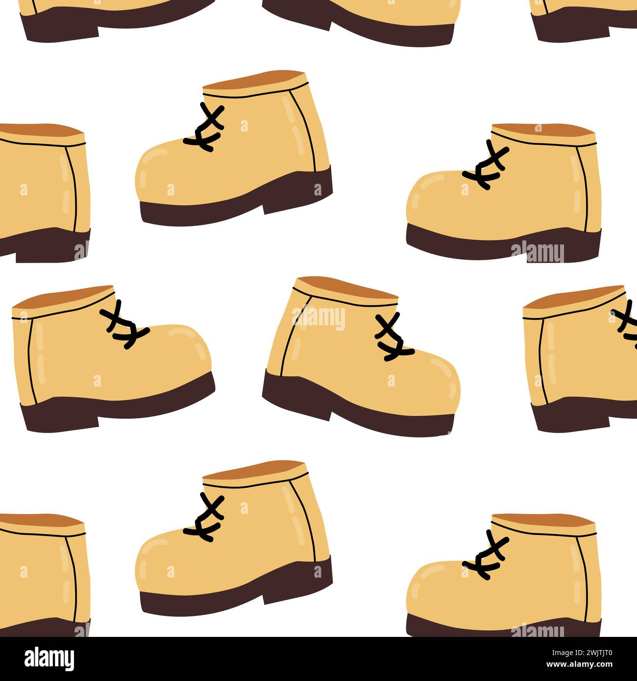 Niedliche Wanderstiefel mit Zeichentrickmuster für das T-Shirt-Design. Vektor-Illustration von Schuhen für Camping Icolated. Stock Vektor