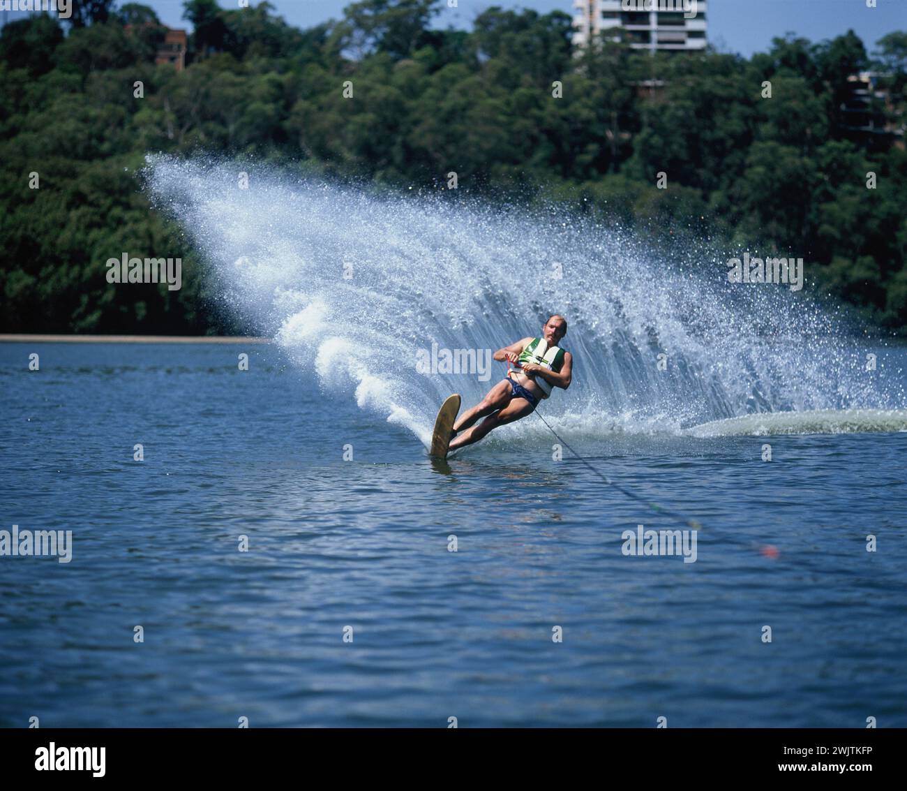 Australien. Sydney. Lane Cove River. Wasserski-Mann. Stockfoto