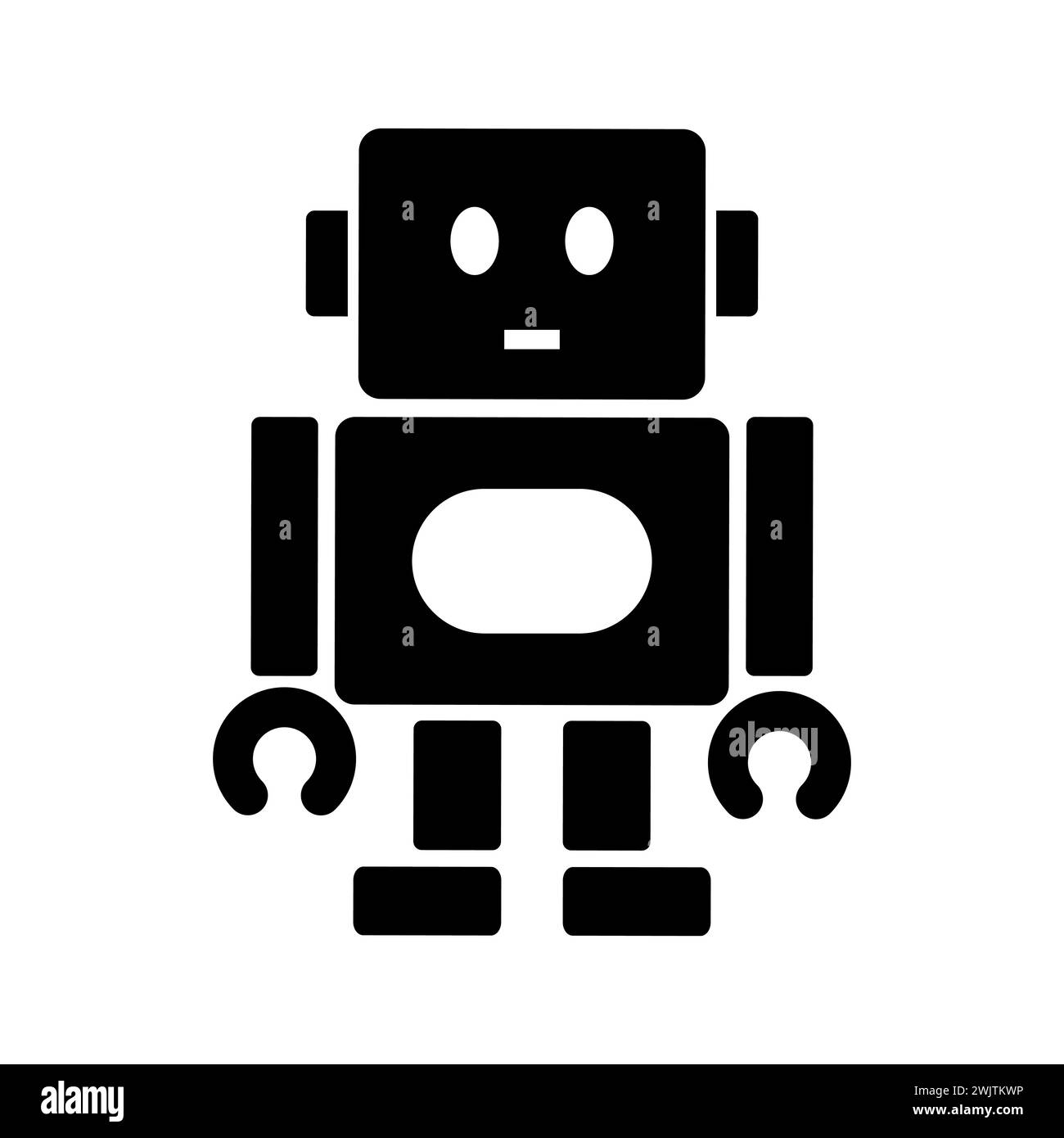 Vector Robot Chatbot, in Wissenschaft und Wirtschaft, Technologie und Ingenieurkonzept. Robotersymbol. Chatbot-Symbol. Süßer lächelnder Bot. Umrissroboter-Anmeldung in b Stock Vektor