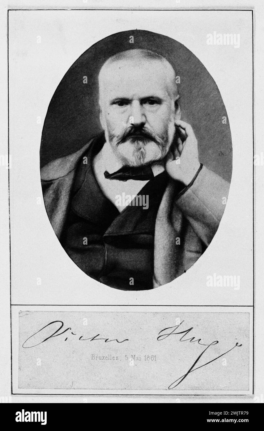 Victor Hugo am 5. Mai 1861 in Brüssel. Foto von Pierre Petit (1832-1909). Paris, das Haus von Victor Hugo. 33549-16 französischer Schriftsteller, Porträt Stockfoto