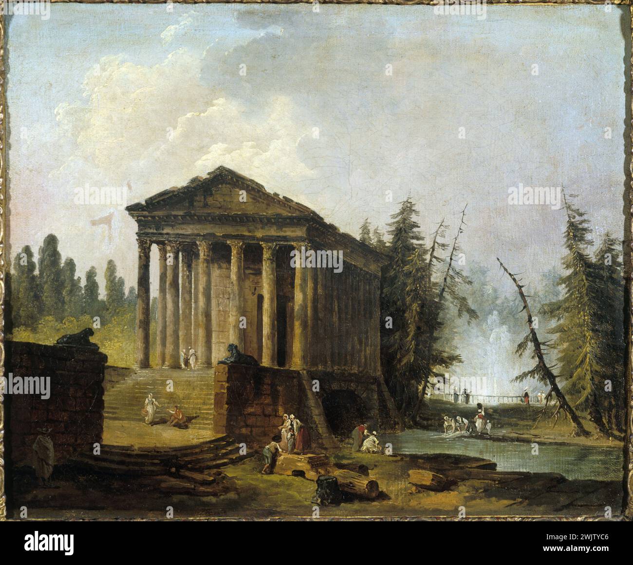 Hubert Robert (1733-1808). „Der alte Tempel“. Museum der Schönen Künste der Stadt Paris, Petit Palais. 37423-1 Antike, Ruinen, alter Tempel Stockfoto