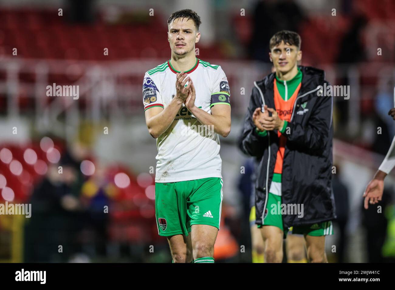 16. Februar 2024, Turners Cross, Cork, Irland - Cian Coleman von Cork City FC in der League of Ireland First Division: Cork City FC 2 - Kerry FC 0 Stockfoto