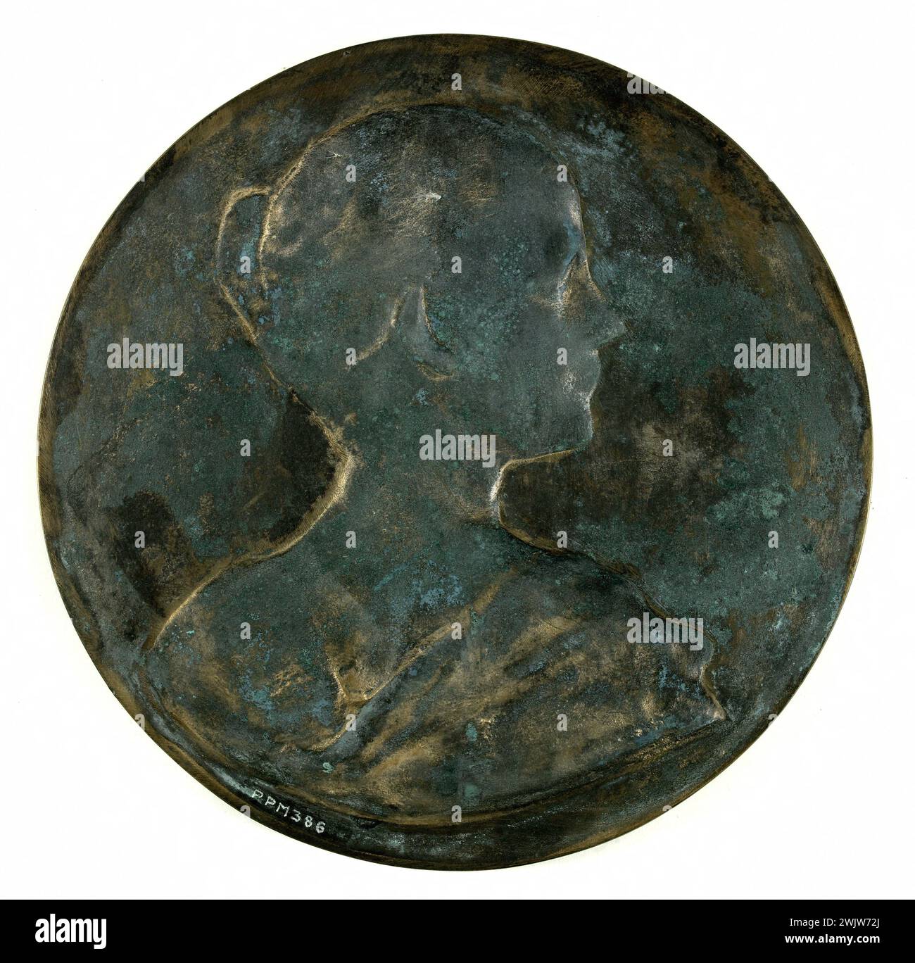 Albert-Désiré Barre (1818-1878). Medaillon. Jane Hading. Metall, Bronze, 1885. Museum der Schönen Künste der Stadt Paris, Petit Palais. 58762-4 französische Schauspielerin, Vorderseite, Bronze, Medaillon, Metall, Numismatik, Profil, Porträt Stockfoto