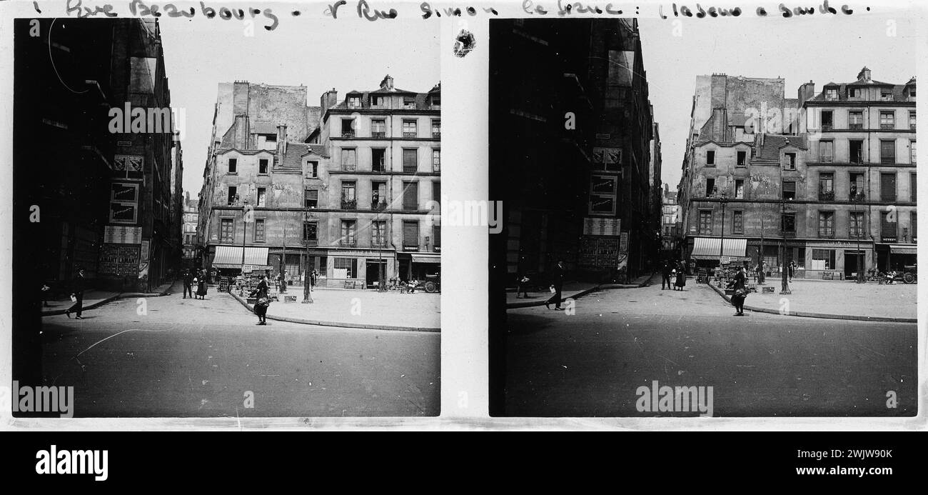 Rue Beaubourg, Blick auf die Rue Simon-le-Franc, Paris (IV. Arr.). 1920-1930. Stereoskopische Ansicht. Paris, Carnavalet Museum. 53416-12 IIIEME III 3. 3. 3. 3. 3. 3. 3. 3. 3. 3. 3. 3. 3. 3. 3. 3. 3. 3. 3. 3. 3. 3. 3. Arrondissement, IVEME IV 4. 4. 4. 4. 4. 4. Stereo, Stereoskopische Ansicht Stockfoto