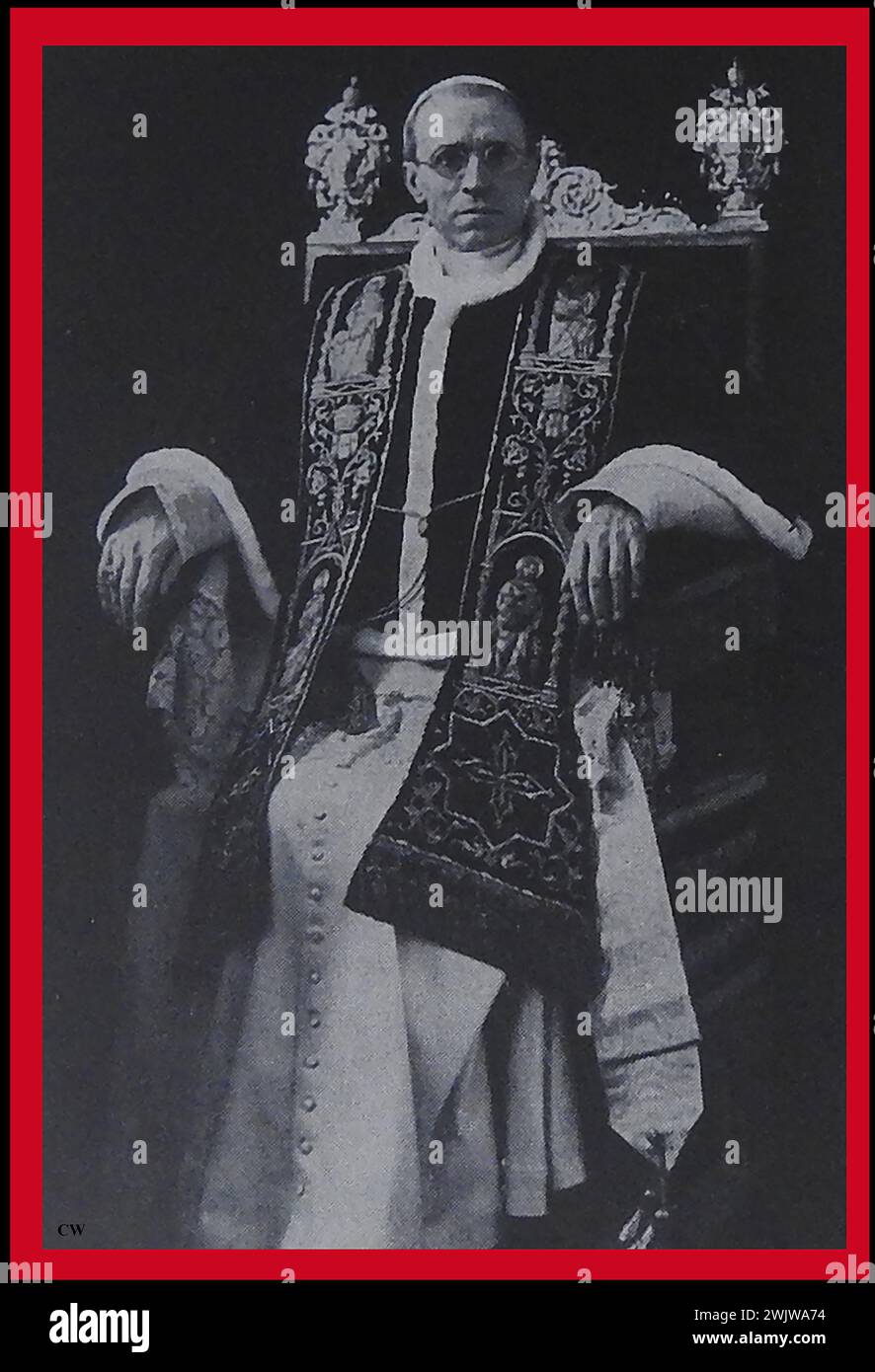 Ein Porträt von Papst Pius XII. (Eugenio Maria Giuseppe Giovanni Pacelli 1876–1958), der Papst 1939–1958 war. - UN ritratto di Papa Pio XII (Eugenio Maria Giuseppe Giovanni Pacelli 1876-1958) che Fu Papa dal 1939 al 1958. Stockfoto