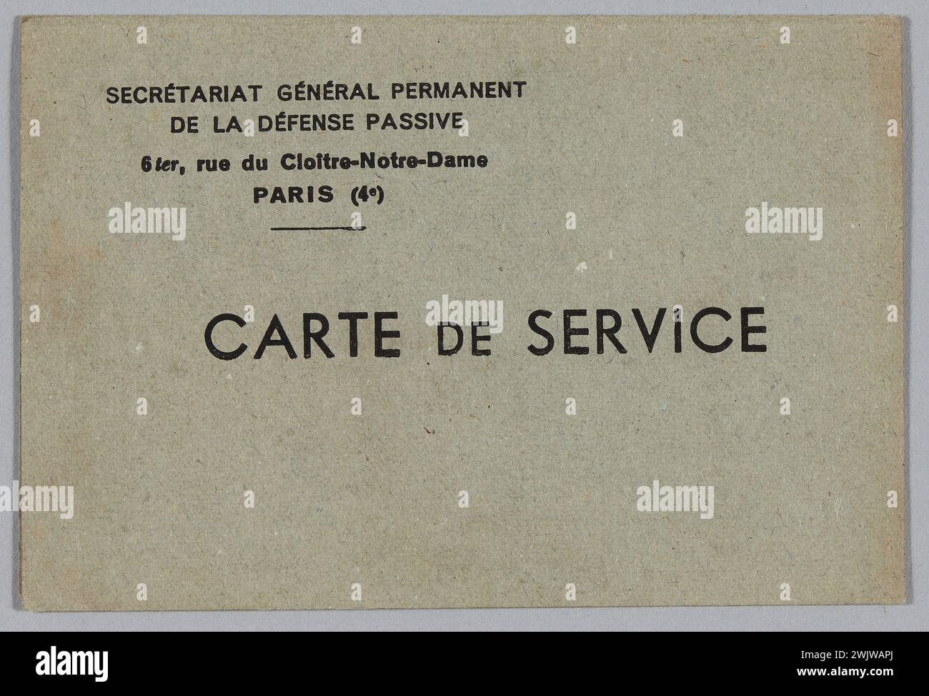 Imprimerie Chaix (n.-D.), Zivilschutzausweis - erste Hilfe (DP) (DP) (DP) (Titel vergeben), 1943. Bedrucktes Papier, Fotopapier, Tinte, Aluminiumösen. Museum der Befreiung von Paris - General Leclerc Museum - Jean Moulin Museum. Stockfoto