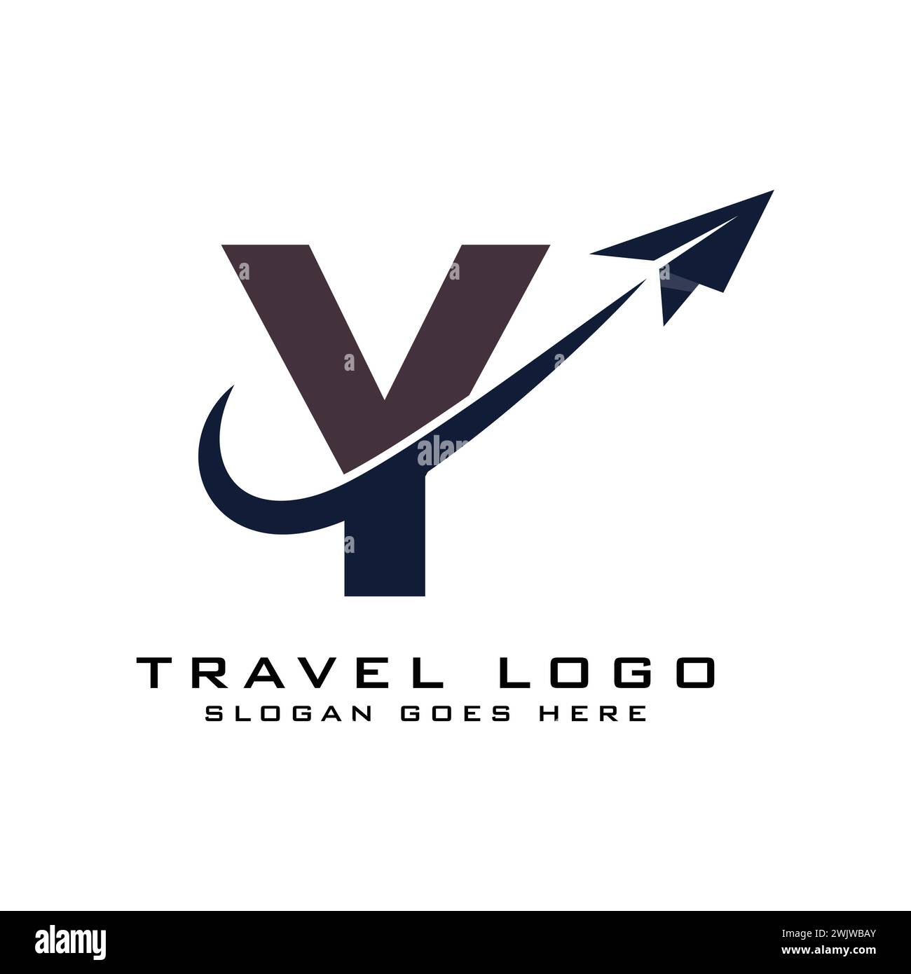 Letter Y Travel Logo Icon Design mit fließendem Grafikelement für Reisebüros-Logos Stock Vektor