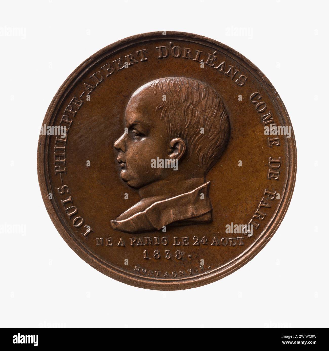 Jean-Pierre Montagny (1789-1862). Taufe des Grafen von Paris, 2. Mai 1841. Cuper, 1841. Paris, Musée Carnavalet. Medaille, Numismatik Stockfoto
