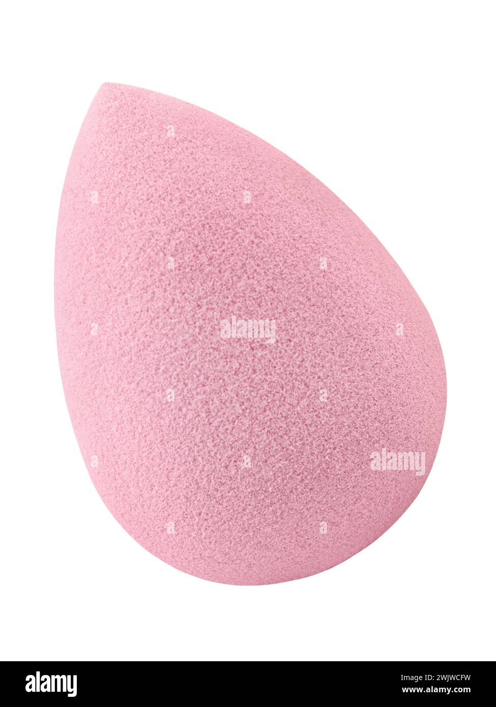 Kosmetisches Produkt Make Up Ei rosa Schwamm isoliert auf weißem Hintergrund Stockfoto