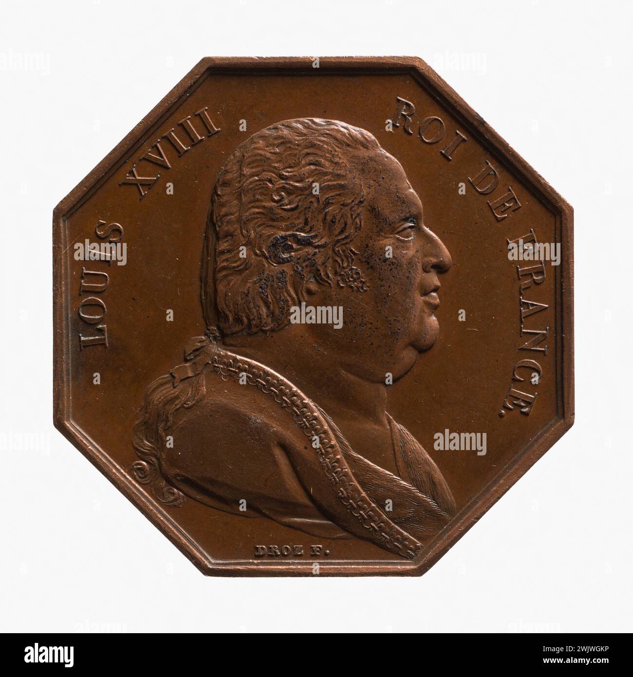 Jean-Pierre Droz (1746-1823). Fouring Paris in Treibholz, 1814. Rotes Kupfer. Zwischen 1814 und 1824 (Vorderseite). Paris, Carnavalet Museum. Medaille, Numismatik Stockfoto