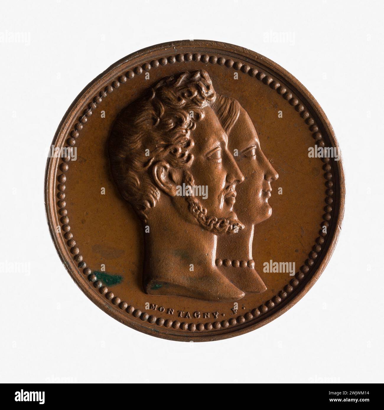 Jean-Pierre Montagny (1789-1862). Geburt von Louis Philippe Albert d'Orléans, Graf von Paris, 24. August 1838. Cuper, 1838. Paris, Musée Carnavalet. Medaille, Numismatik Stockfoto