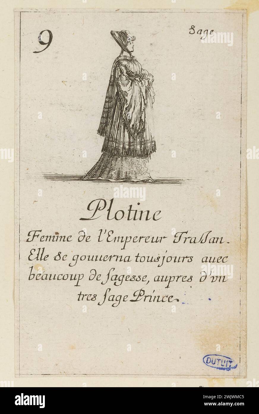 Della Bella, Stefano (dit étienne de la Belle) (Nr. 1610-05-18-D.1664-08-22), berühmtes Spiel der Königinnen. Plotine. 51. Nummer einer Serie von 52 Stück. (A. de Vesme 639; Dutuit 118) (Haupttitel), 1644. Ätzen. Petit Palais, Museum der Schönen Künste der Stadt Paris. Stockfoto