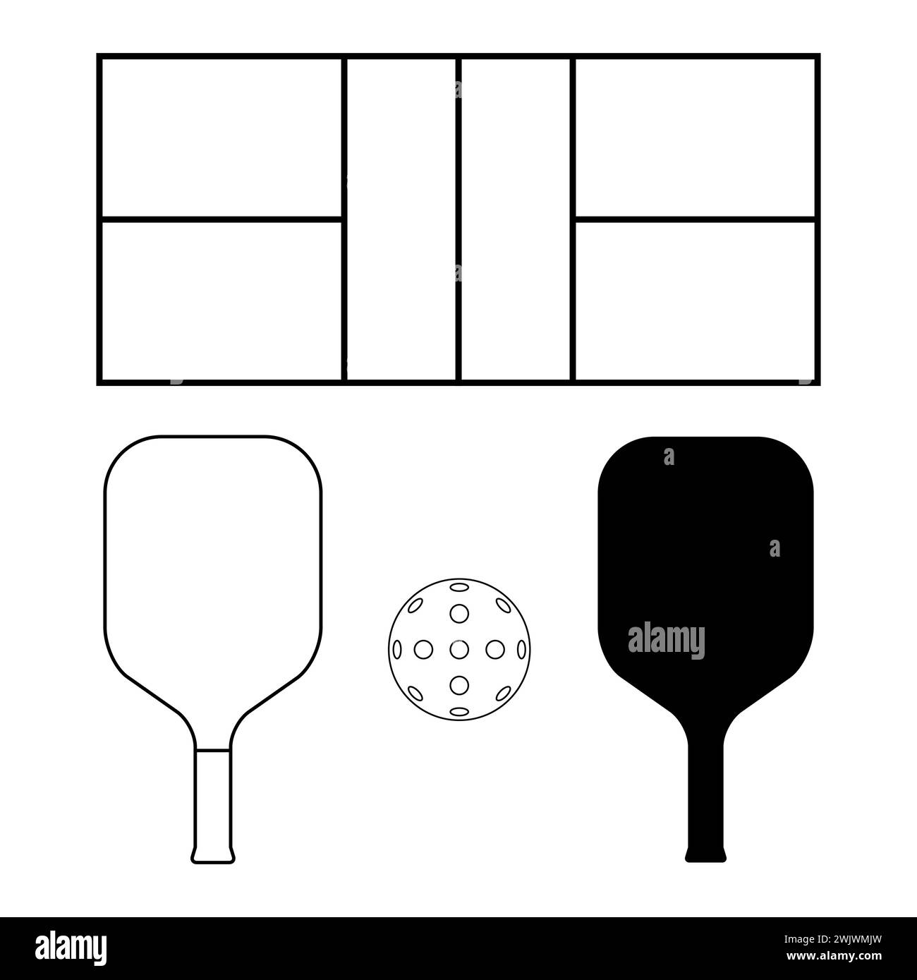 Pickleball-Schlägersport, Paddel-Symbol in der Halle, Web-Flachsymbol-Vektordarstellung. Stock Vektor