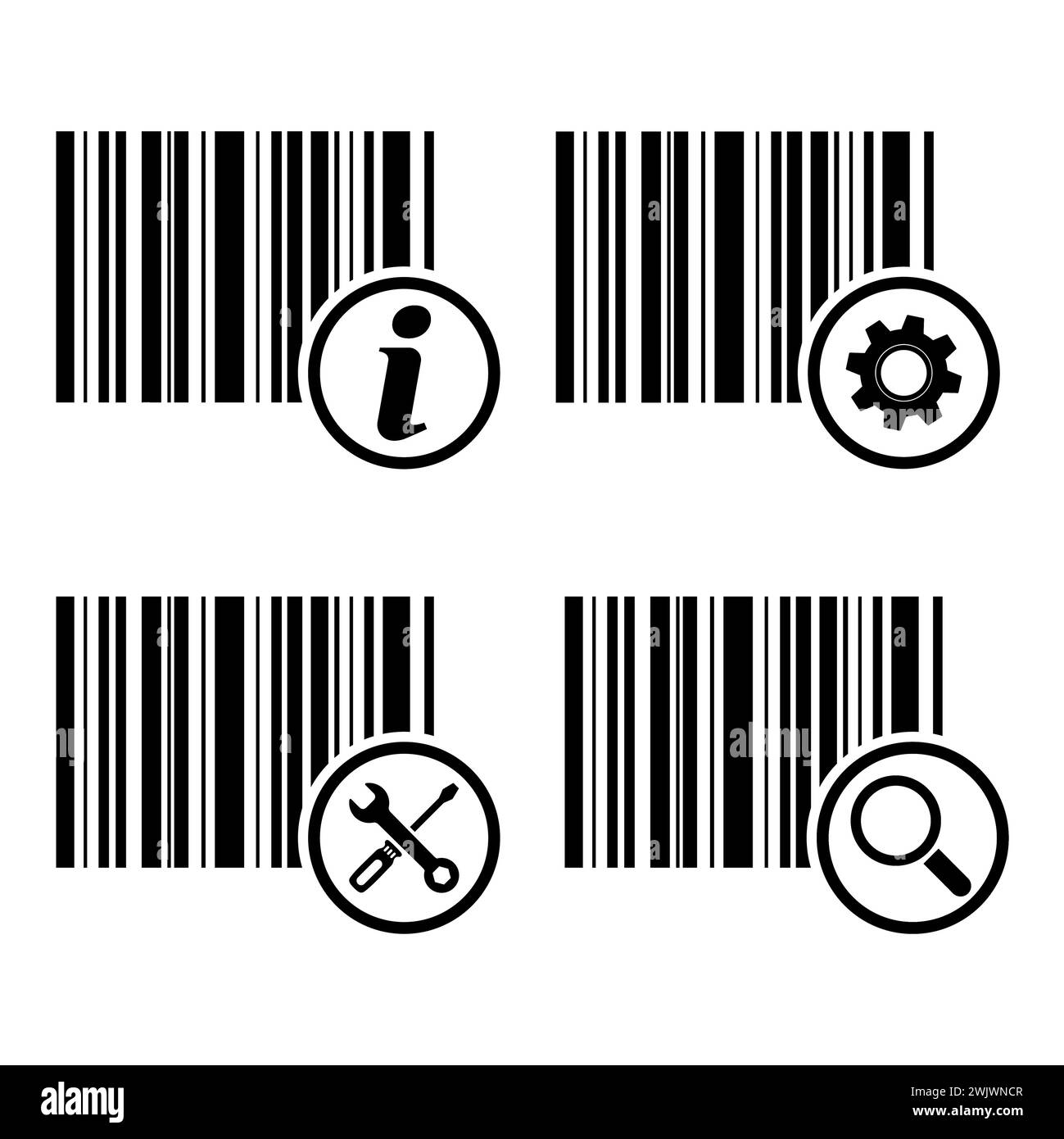 Satz von Barcode-Vektorsymbol. Barcode für flaches Web-Design. Abbildung des Scanners . Stock Vektor