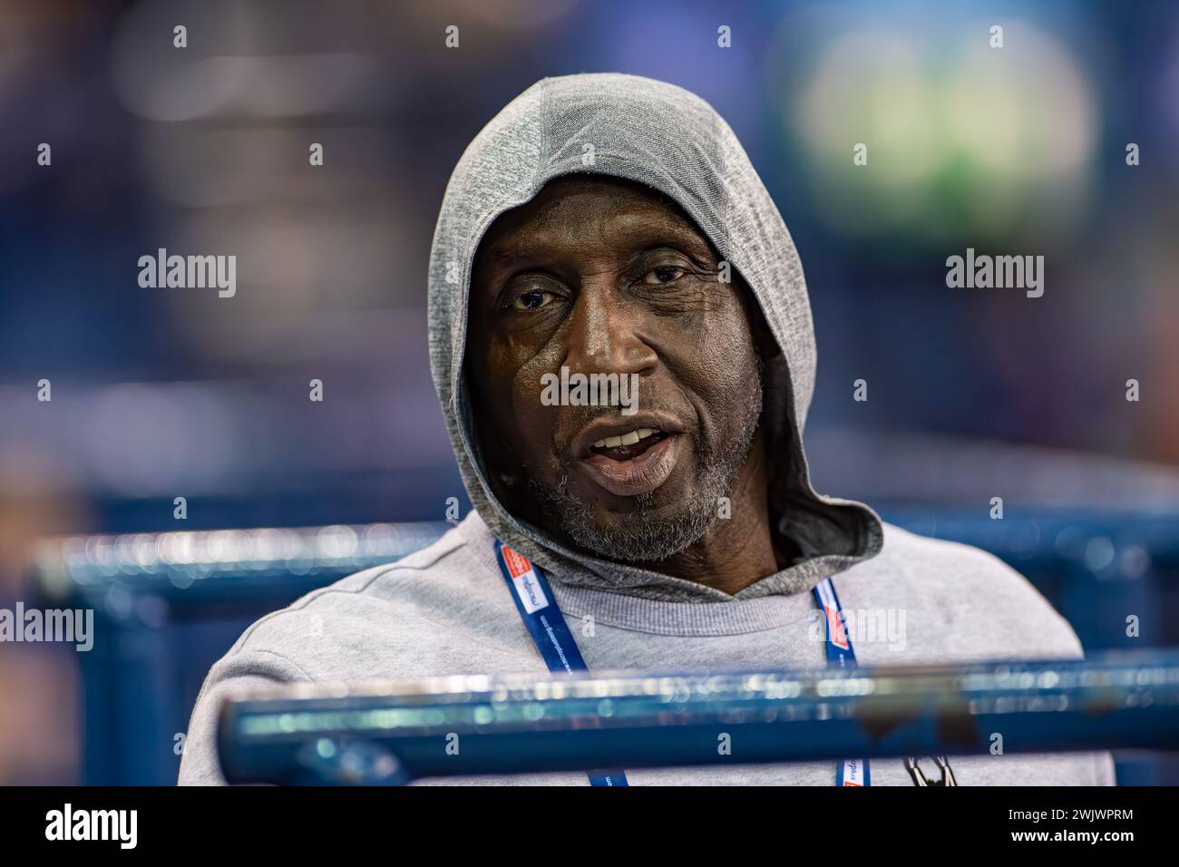 Utilita Arena, Birmingham, Großbritannien. Februar 2024. 2023 Microplus UK Leichtathletik Indoor Championships Tag 1; britische Sprintlegende Linford Christie OBE Credit: Action Plus Sports/Alamy Live News Stockfoto