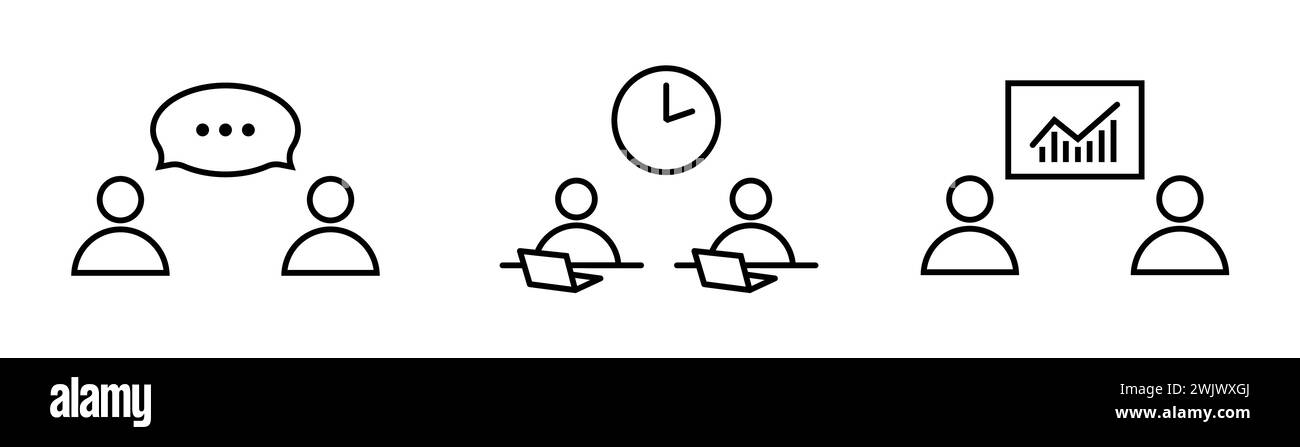 Business Teamwork Line Symbol im flachen Stil Stock Vektor