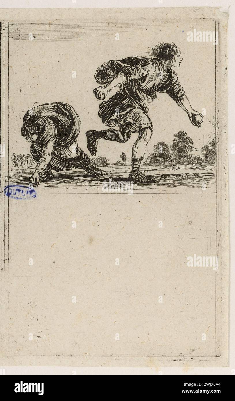 Della Bella, Stefano (dit étienne de la Belle) (Nr. 1610-05-18-D.1664-08-22), Spiel der Fabeln. Hippomene und Atalante. 51. Nummer einer Serie von 52 Stück. (A. de Vesme 527; Dutuit 116) (Haupttitel), 1644. Ätzen. Petit Palais, Museum der Schönen Künste der Stadt Paris. Stockfoto