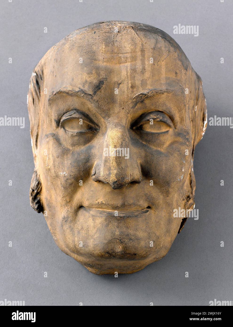 Jean-Pierre Dantan (1800–1869), bekannt als Dantan Young. Maske des italienischen Komponisten Ferdinando Paer (1771-1839). Terracious patiniertes Gips. Paris, Carnavalet Museum. 52168-11 italienischer Komponist, Maske, Musiker, Patina Patina, Terrakotta Stockfoto