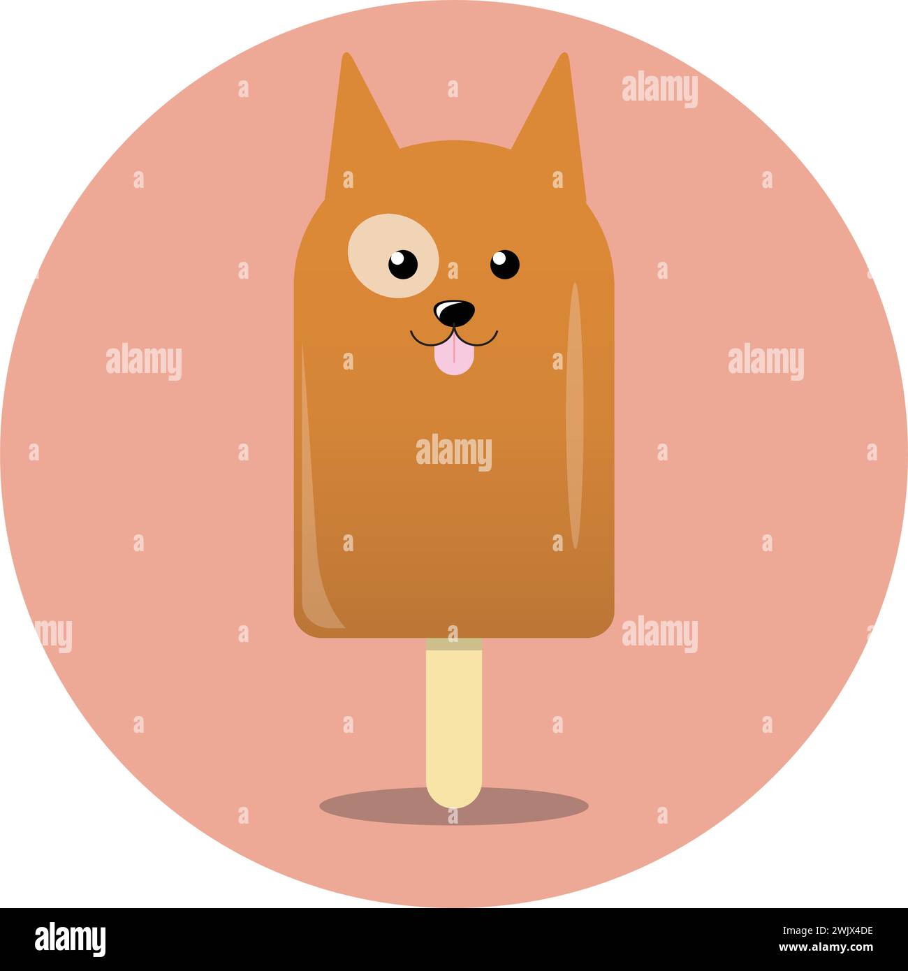 Hundeförmiges Eis, komplett mit Haselnussaugen und Schwanz, verleiht dem klassischen Sommergenuss eine unterhaltsame Note Stock Vektor