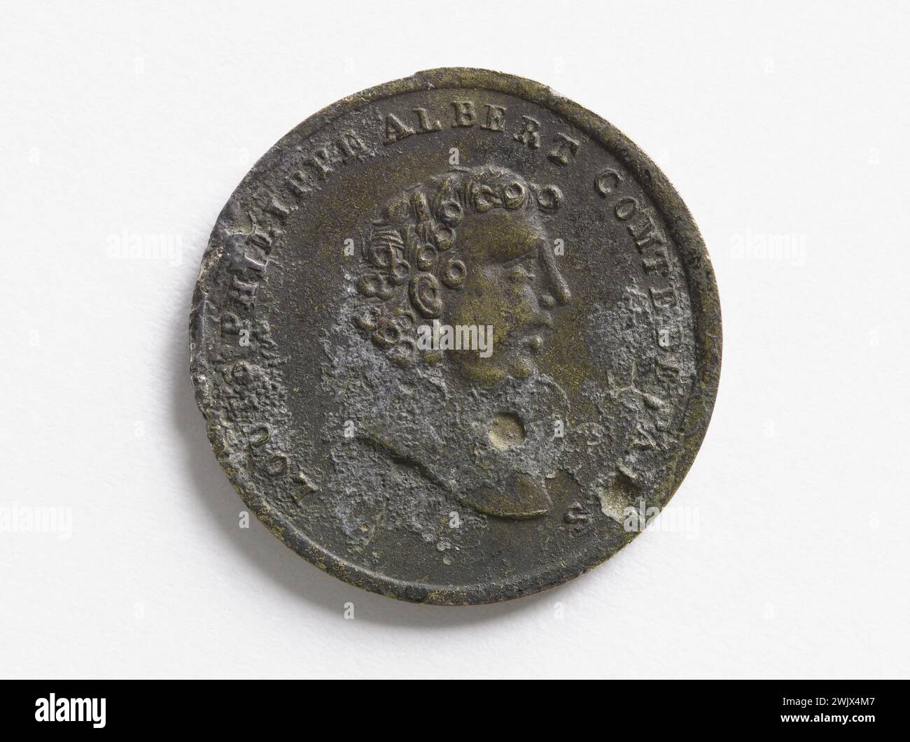 Taufe von Louis Philippe Albert d’Orléans, Graf von Paris (1838–1894), königlicher Fürst von Frankreich (1842–1848), 2. Mai 1841. Cuper, 1841. Paris, Musée Carnavalet. Numismatik Stockfoto