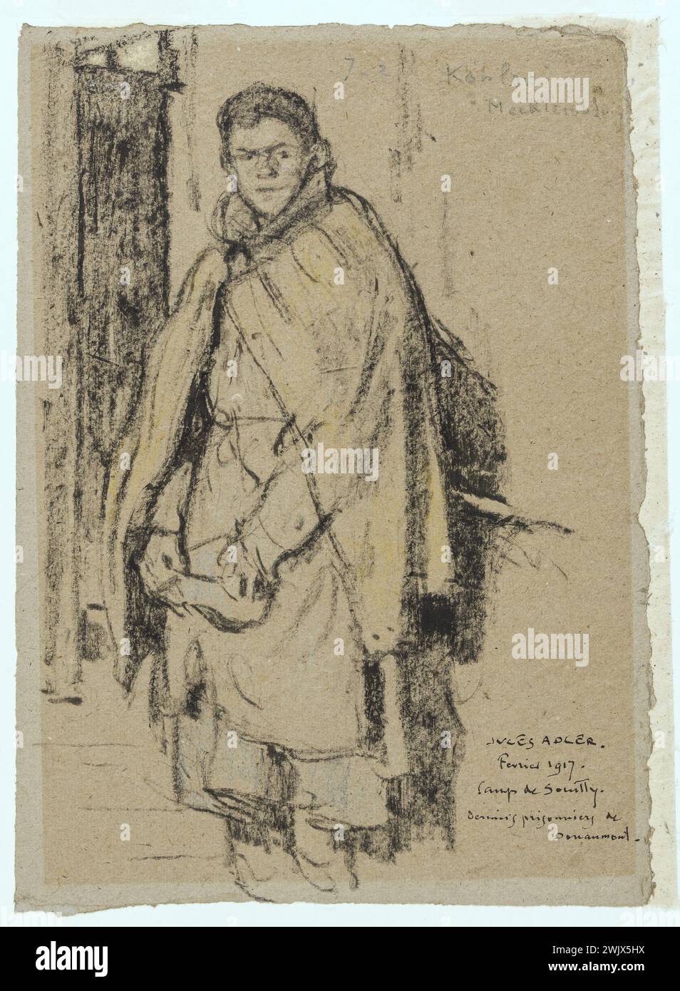 Jules Adler (1865-1952). Krieg 1914-1918. „Souilly Camp. Letzte deutsche Gefangene. Februar 1917. Museum der Schönen Künste der Stadt Paris, Petit Palais. Jahr 1917, Jahre zehn 1910 10, deutsche Armee, sitzend, Gefangenenlager, Zeichnung, Großer Krieg, Krieg 14-18, Krieg 1914-1918, Mann, Militär, erster Weltkrieg, Gefangener, deutscher Gefangener, Porträt, Soldat, XX. XX. 20. 20. Jahrhundert Stockfoto