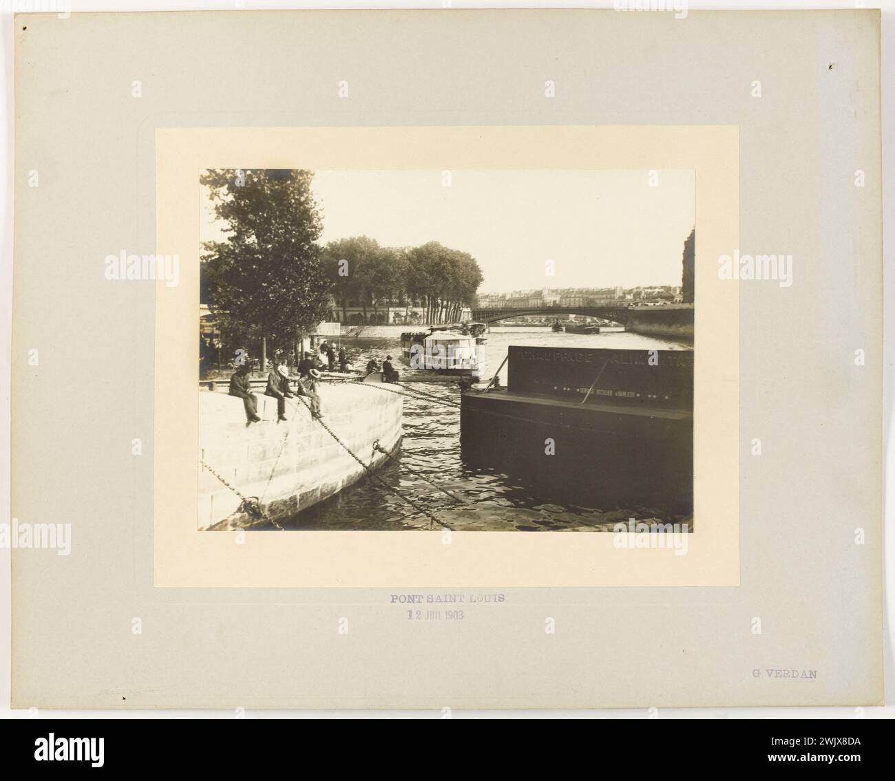 Pont Saint-Louis, 4. Arrondissement, Paris. Fotografie von G. Verdan. Gelatino-Silber Verlosung. Juli 1903. Paris, Carnavalet Museum. 123091-4 Stockfoto