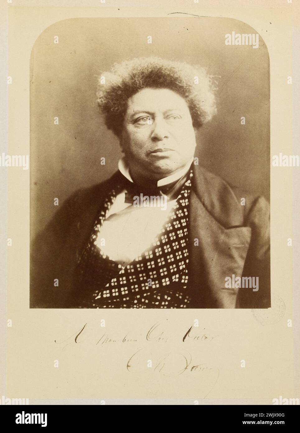 Alexandre Dumas '. Fotografie von Herbert Watkins. Zeichnen Sie auf Albuminpapier. 1857. Paris, Maison de Victor Hugo. 122892-9 Hochformat Stockfoto