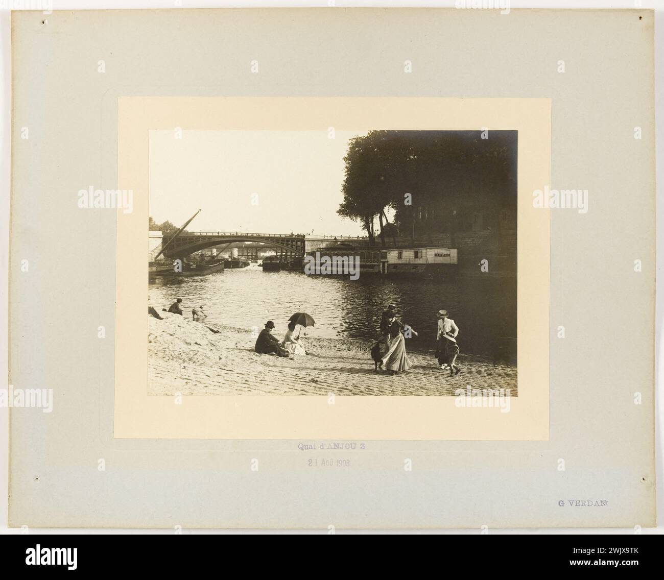 Quai d'Anjou, 4. Arrondissement, Paris. Fotografie von G. Verdan. Zeichnung mit Gelatino-Silber-Bromure. August 1903. Paris, Carnavalet Museum. 123091-3 Stockfoto