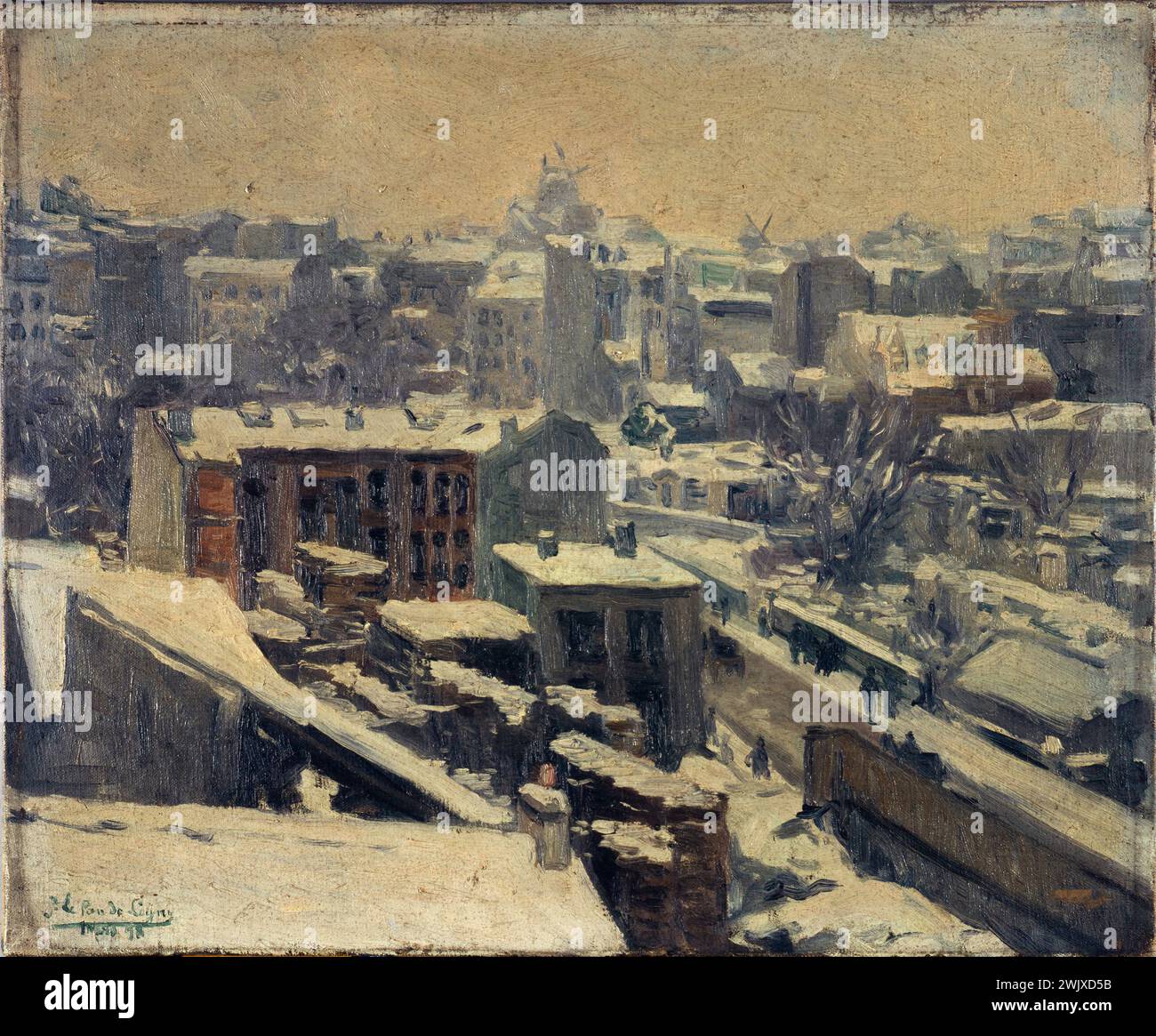 Joseph Le-Pan-de-Ligny. Montmartre unter dem Schnee (Standort der neuen Rennstrecke). Paris (18. Arr.). Öl auf Leinwand. 1898. Paris, Museum Carnavalet. 76092-22 Lage, Canvas Oil, Montmartre, Schnee, neues Hippodrom, Stadtlandschaft, Pariser Viertel, Dach, allgemeine Ansicht, 18. 18. 18. 18. 18. 18. 18. 18. 18. 18. 18. 18. 18. 18. 18. 18. 18 Stockfoto