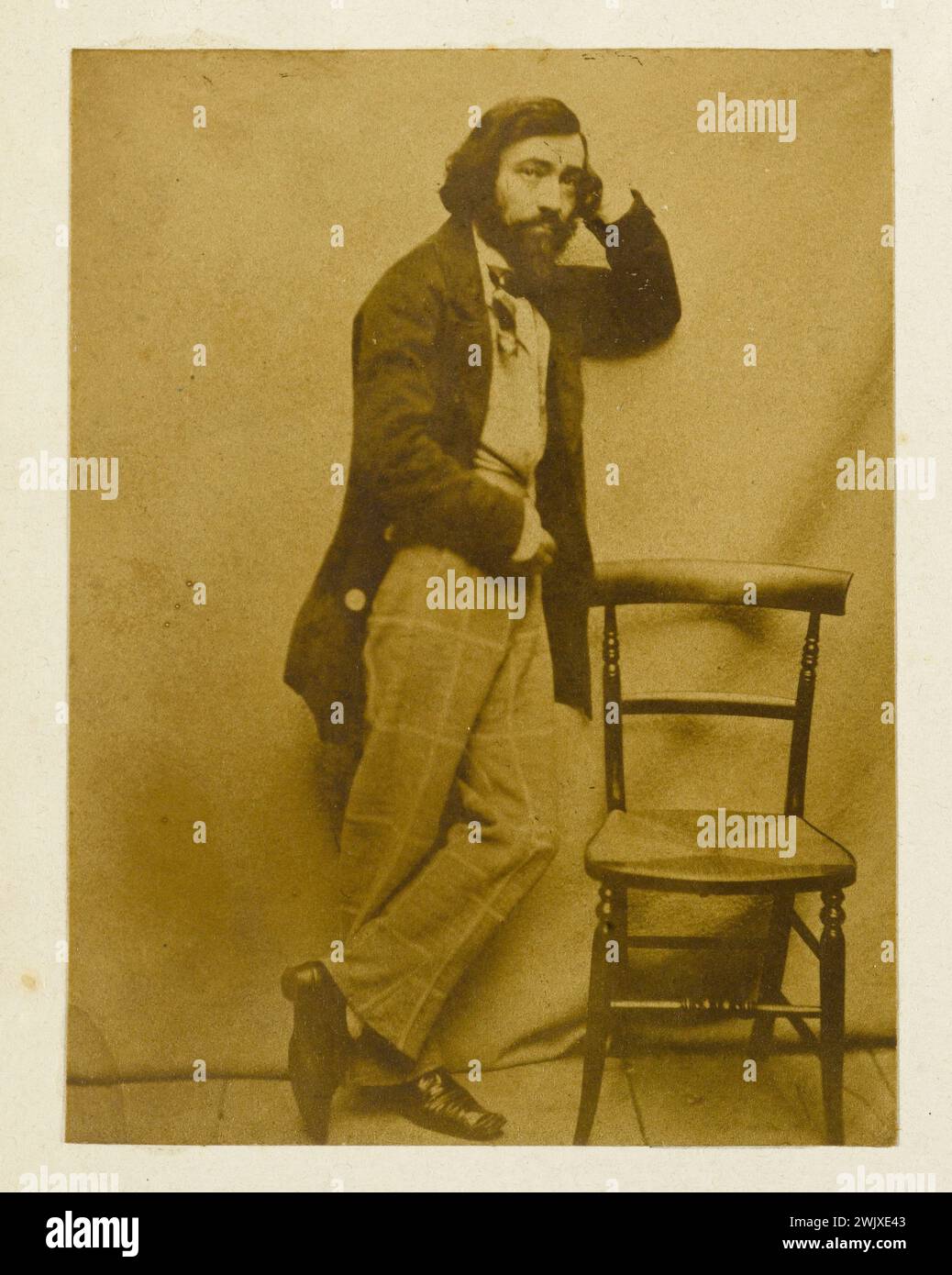 Anonym. Album Asplet, Folio 5 Recto. Porträt eines Verboten. Zeichnen Sie auf gesalzenem Papier. 1852-1854. Paris, Maison de Victor Hugo. 100741-25 verboten, republikanische, französische republik, Widerstand, 19. XIX. 19. 19. 19. Jahrhundert Stockfoto