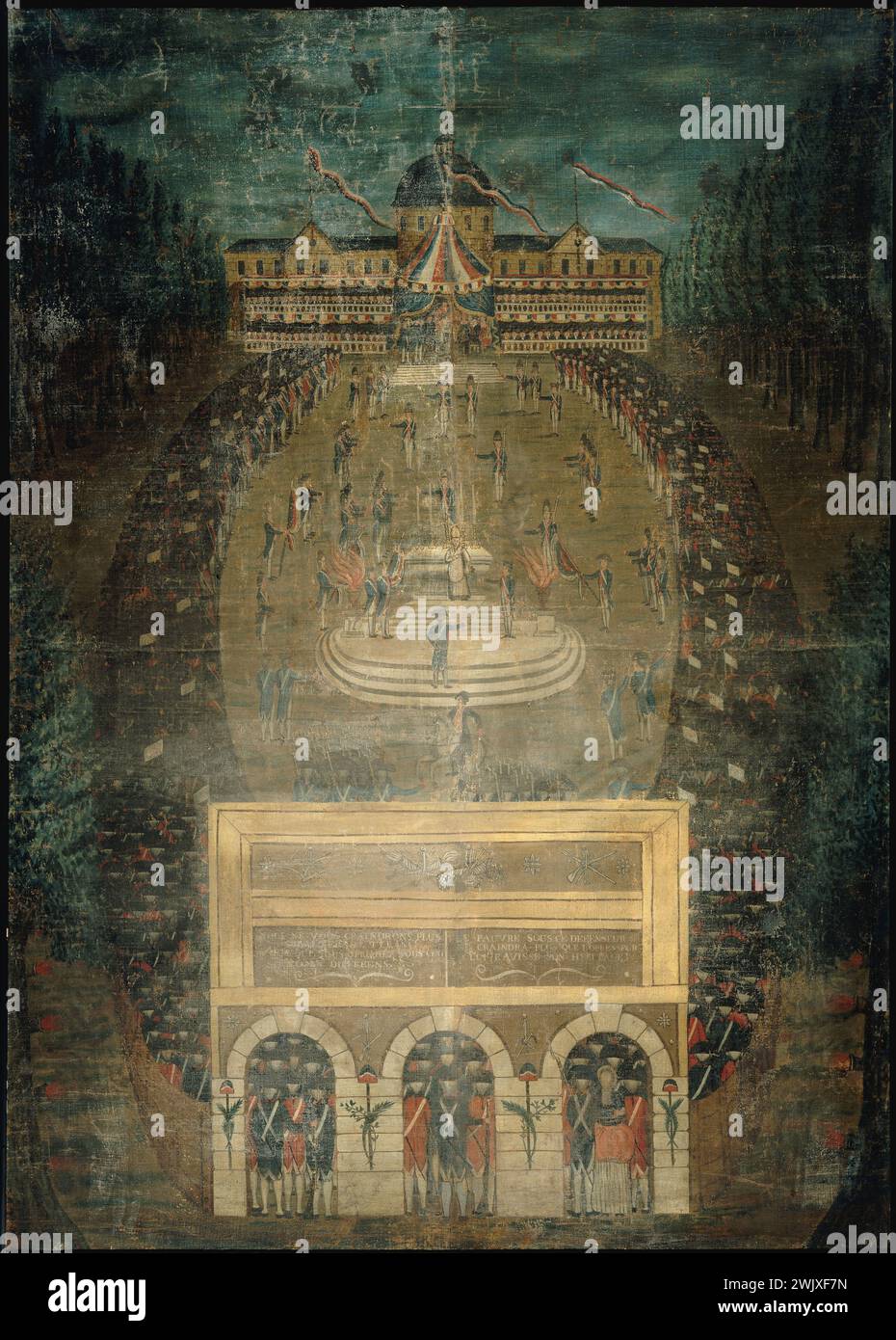 DUBOIS. "Die Föderationspartei". Öl auf Leinwand. Paris, Carnavalet Museum. 39431-14 Geburtstag, Arrondissement VIIEME VII 7. 7., offizielle Zeremonie, Champ-de-Mars, Militärschule, FÖDERATIONSFEST, nationale Fed, Bastille, Französische Revolution, Öl auf Leinwand Stockfoto